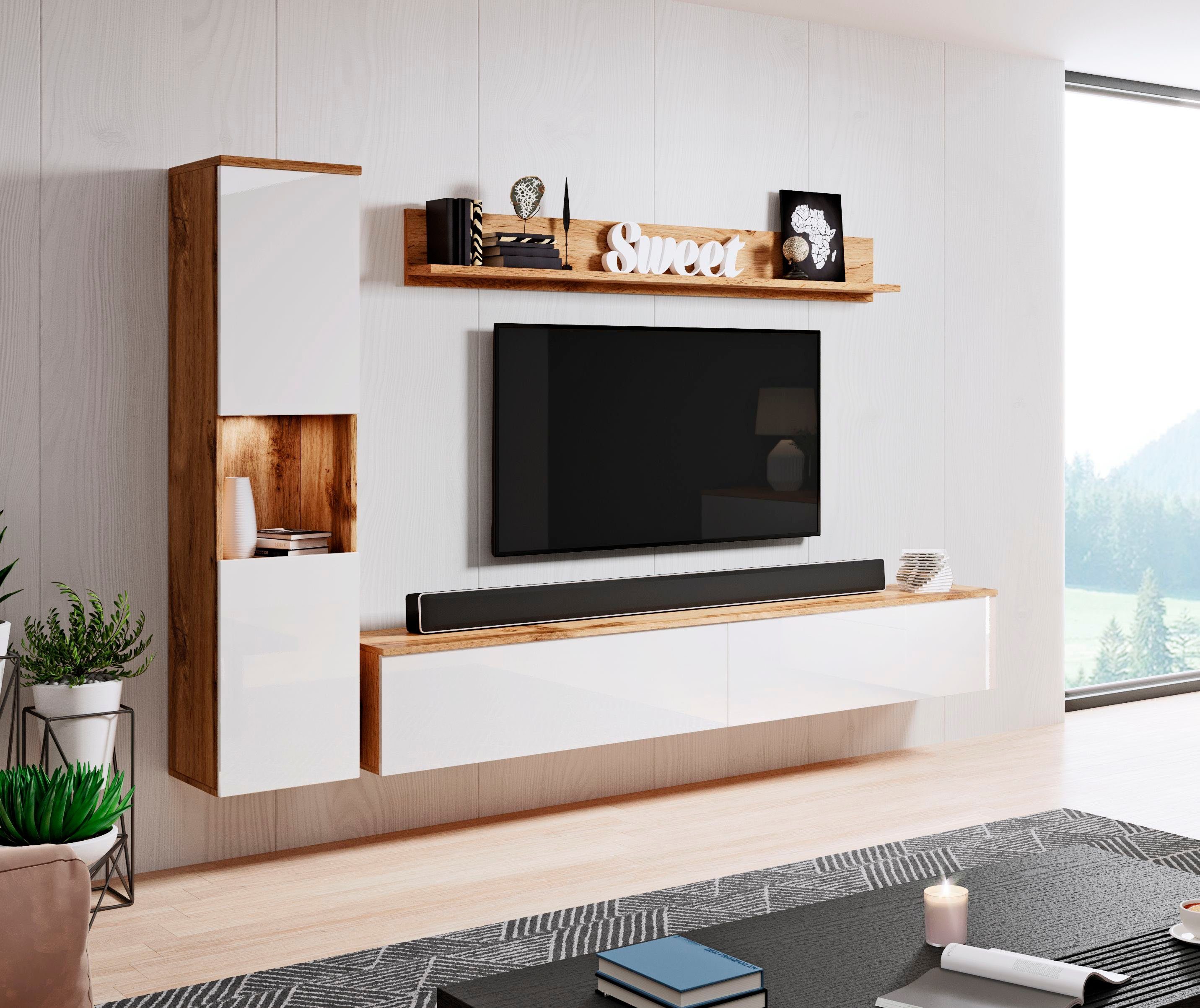 INOSIGN Wohnwand PARIS, Vitrine Türanschlag links/rechts wechselbar, (Kompl günstig online kaufen