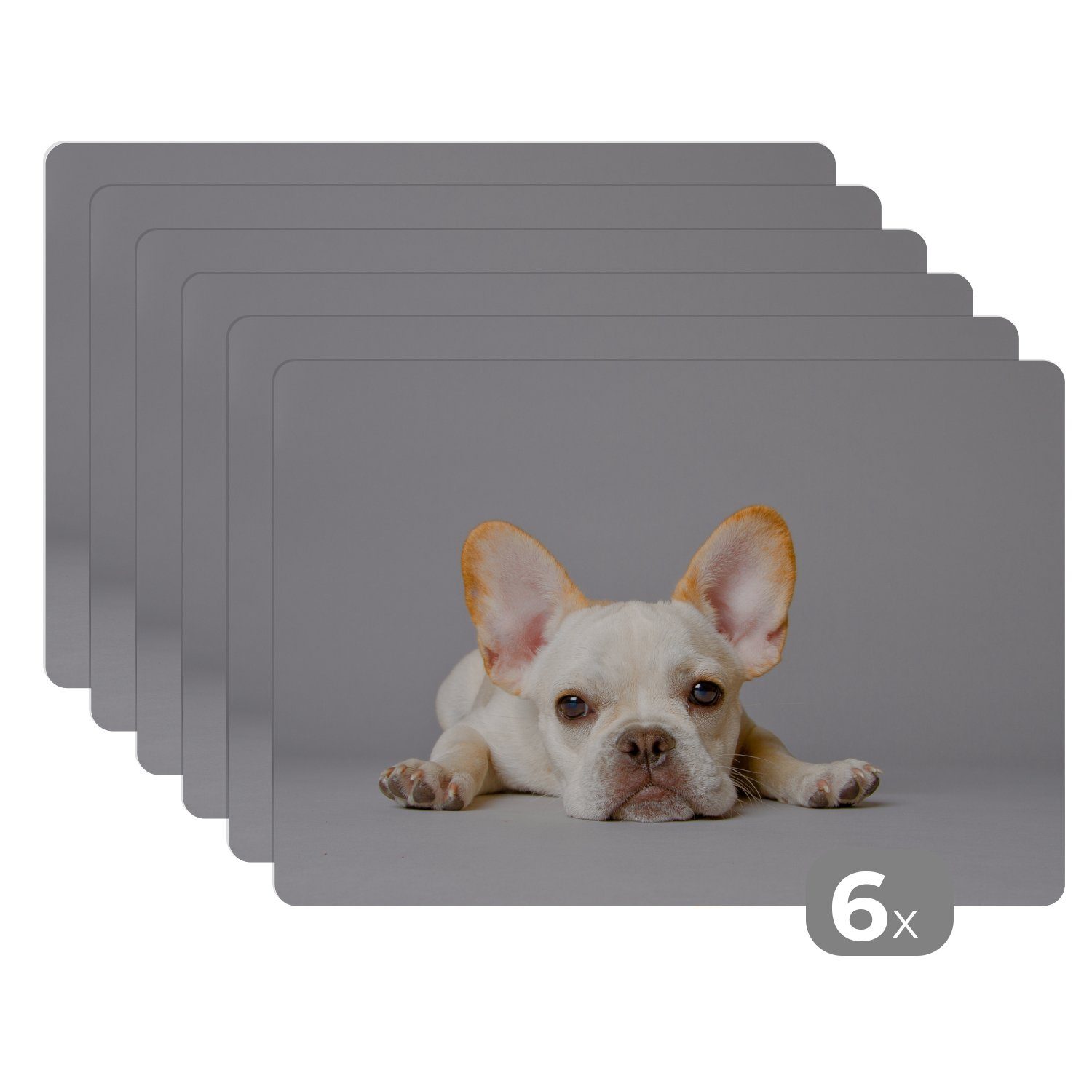 Platzset, Französische Bulldogge - Weiß - Beine, MuchoWow, (6-St), Platzset, Platzdecken, Platzmatte, Tischmatten, Schmutzabweisend