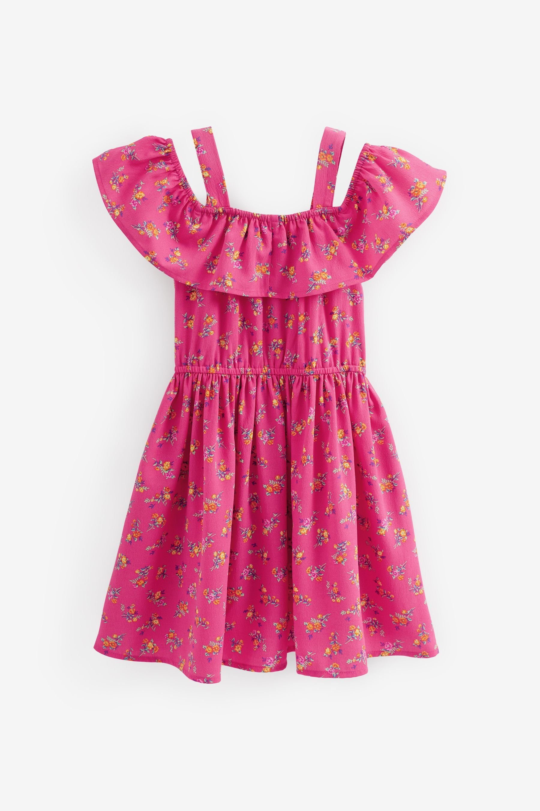 Ditsy Schulterfreies (1-tlg) Print Kleid mit Trägerkleid Next Pink