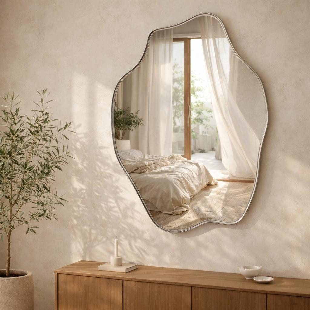 homsy by Ana Johnson Wandspiegel Missimi, Wanddekoration, in 3 verschiedenen Größen (1-St), wellenförmig, wolkenförmig, Eleganz mit transparentem Rahmen