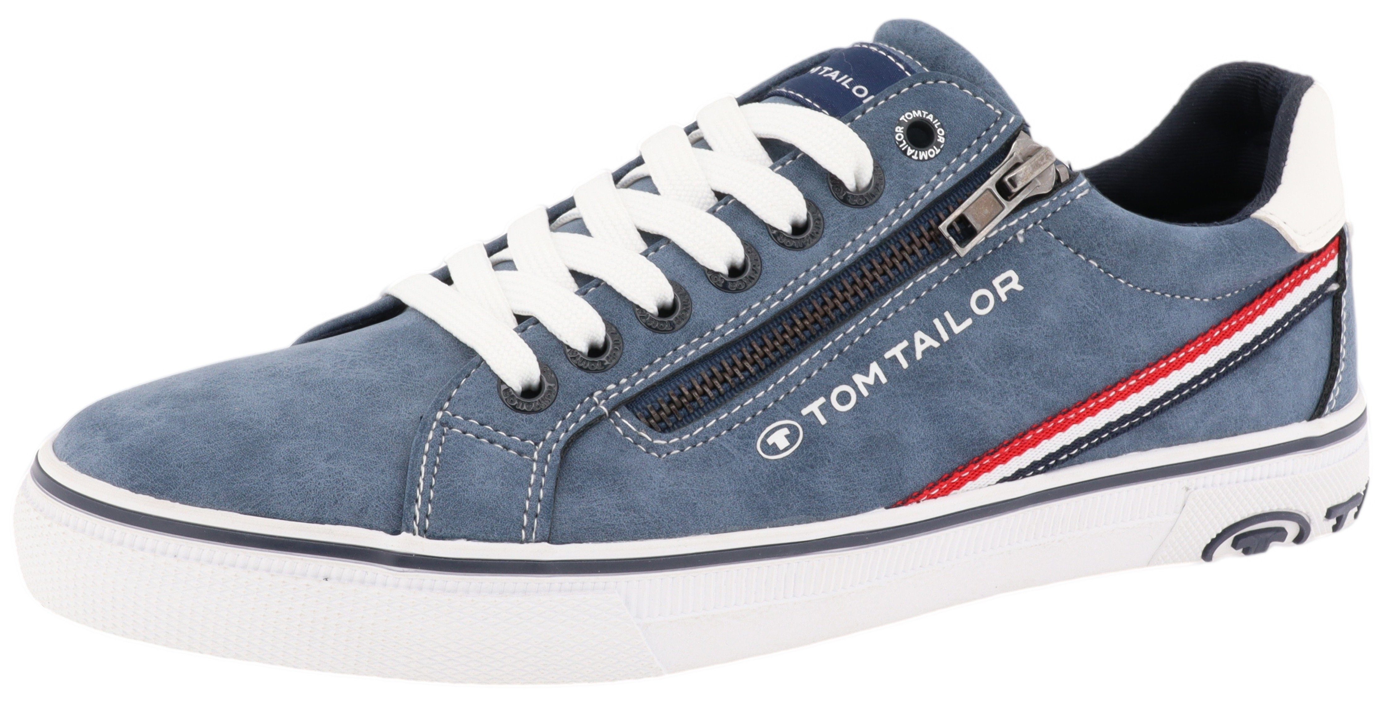 TOM TAILOR Sneaker mit Kontrastbesatz der jeansblau Ferse an