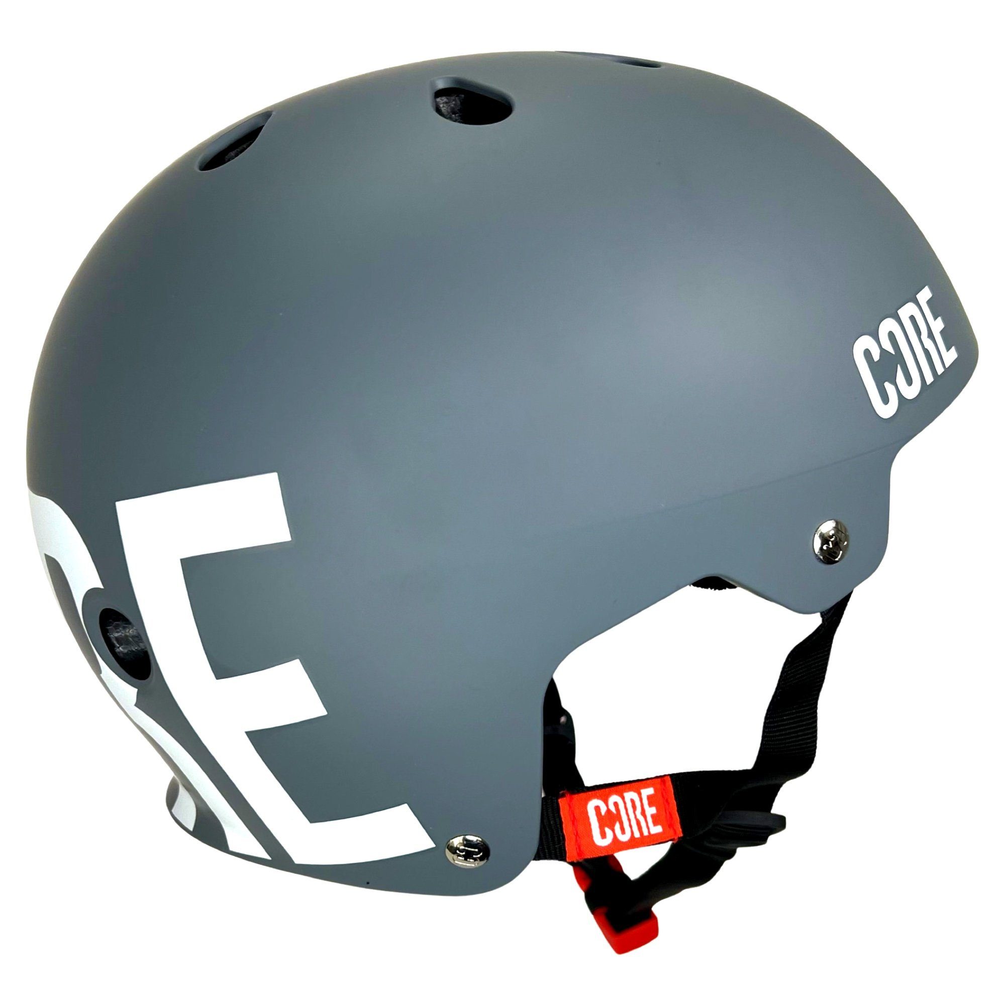 Protektoren-Set Core Street Stunt-Scooter Skate Dirt Helm Grau/Logo Weiß S/M (55-58cm)
