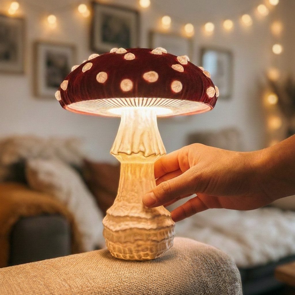 Roomberry LED Tischleuchte Fliegen Pilzlampe – Magische Tischlampe in Fliegenpilz-Design, LED wechselbar, Kalt-Weiß bis Warm-Weiß einstellbar, LED, dimmbar, Lic – Bild 5 von 5