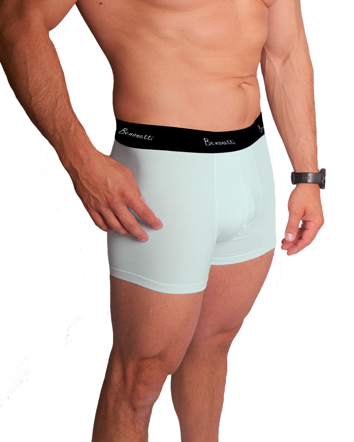 Benonetti Boxershorts weich, langlebig & atmungsaktiv, kein Aufrollen (3 Paar, 3-St., Packung, 3er-Pack) Mit Komfortbund und Logo, ohne kratzenden Zettel
