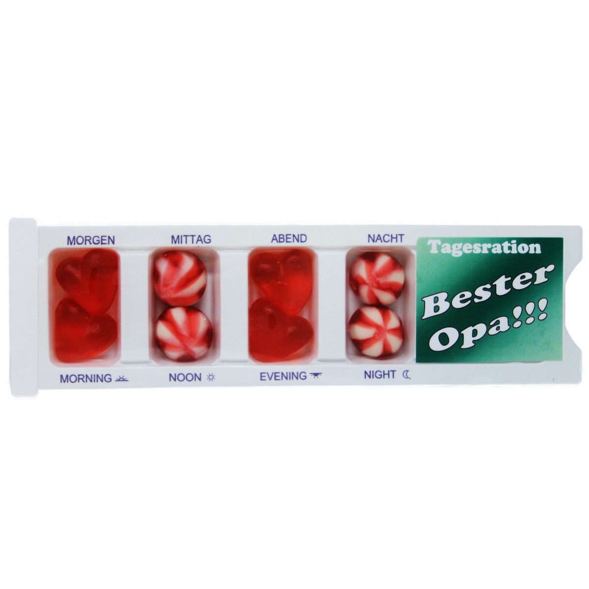 Fruchtgummi Bären & Co. Süßigkeit, Tablettenbox Bester Opa gefüllt mit Fruchtgummi Scherzartikel 25g