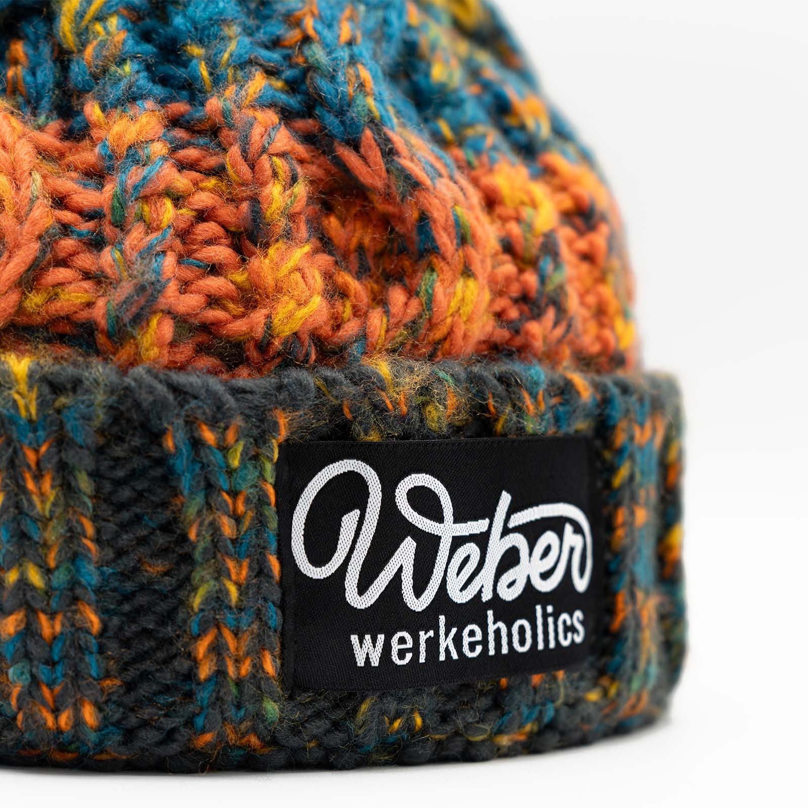 Weber GmbH Bommelmütze Weber Wintermütze mit Bommel Strickmütze Orange Unisex Damen Herren (1-St) Shearling bietet optimale Wärme für Ohren und Stirn