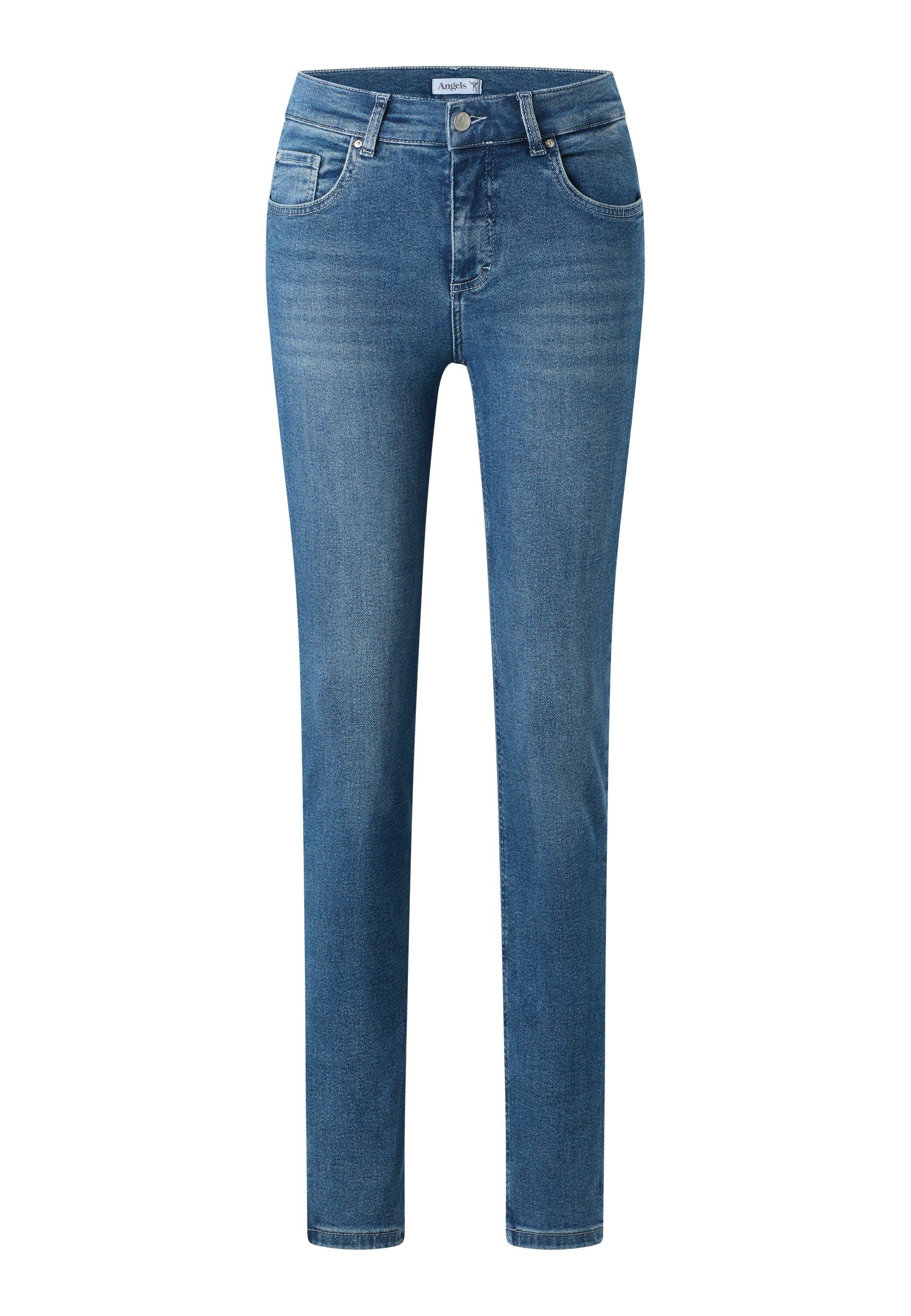 blau mit Skinny Slim-fit-Jeans Used-Waschung ANGELS Jeans