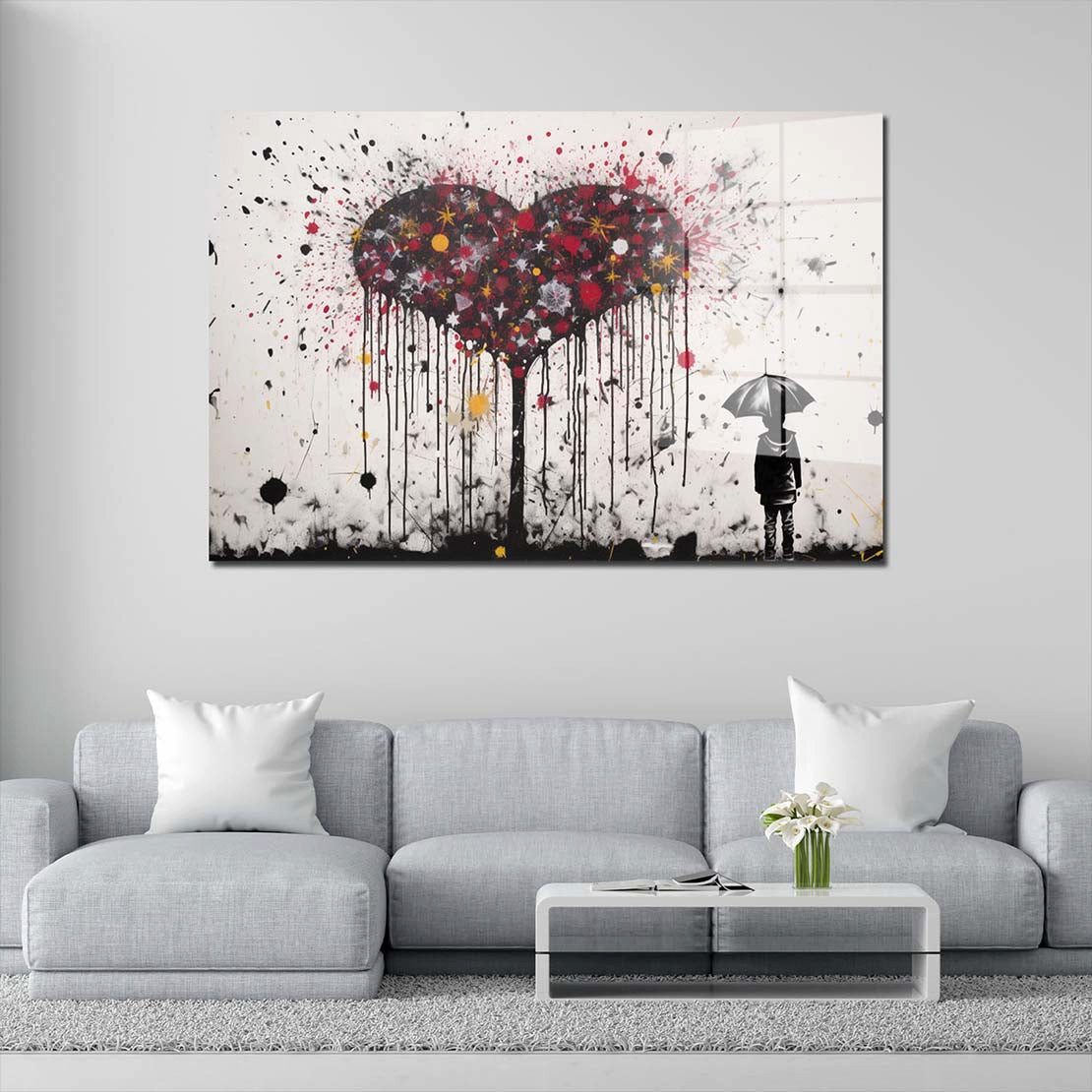 Artedinoi Acrylglasbild Herz Street Art abstrakt Kunstwerk Acrylglas Wandbild Bild Wanddeko XL