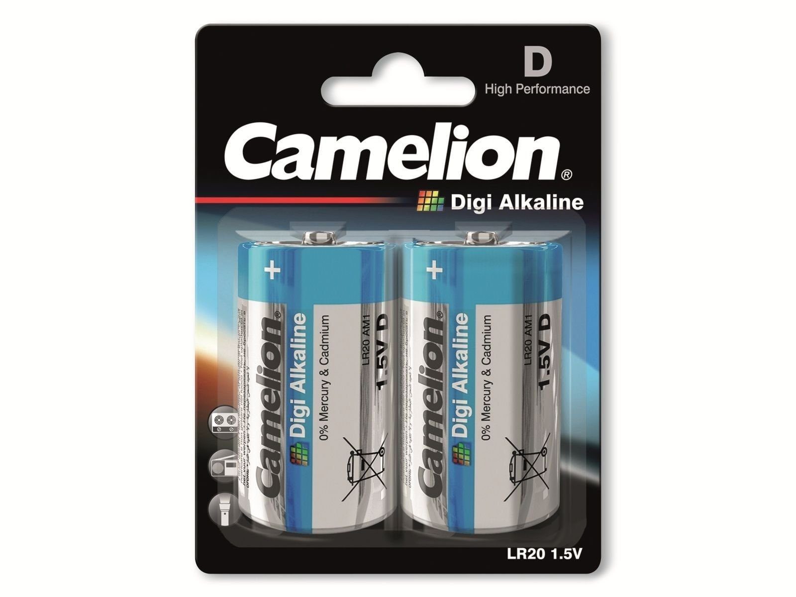 Camelion CAMELION Mono-Batterie, Digi-Alkaline, LR20, 2 Batterie