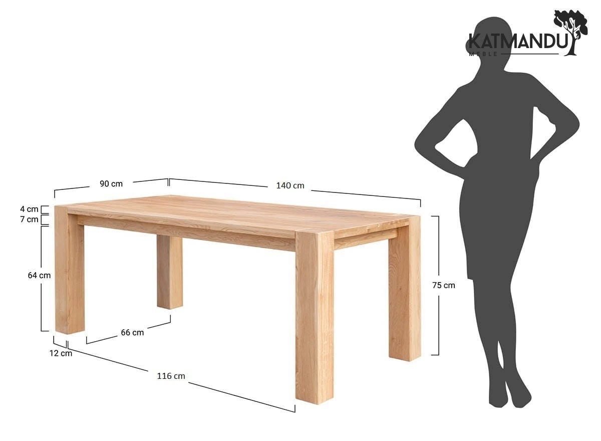 Katmandu Esstisch Esstisch Siena 140 × 90 cm Eiche – Massiver Eichenholztisch, geölt & g