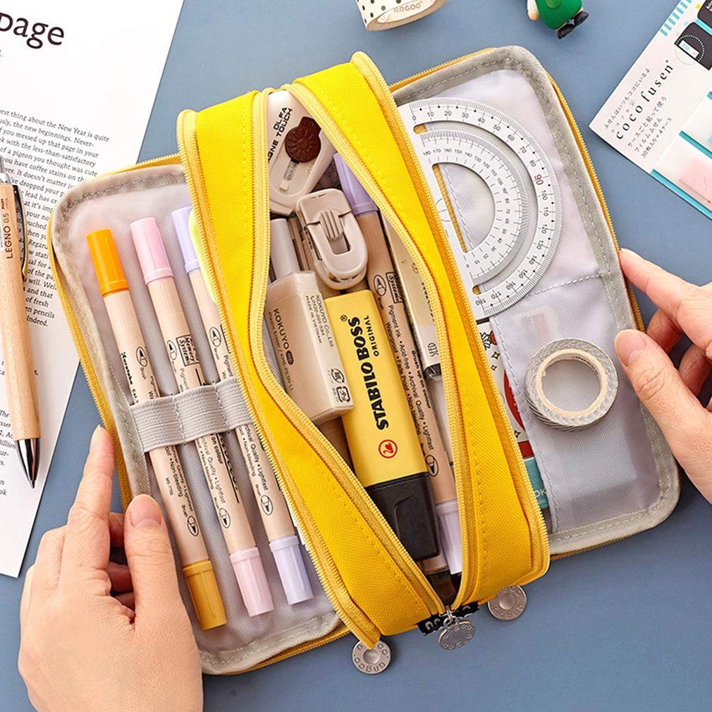 Zaewry Schreibgeräteetui Federmäppchen mit 3 Fächern – Großes Fassungsvermögen Stifteetui, (1-tlg), für Schule, Büro, Mädchen und Jugendliche, praktische Aufbewahrung
