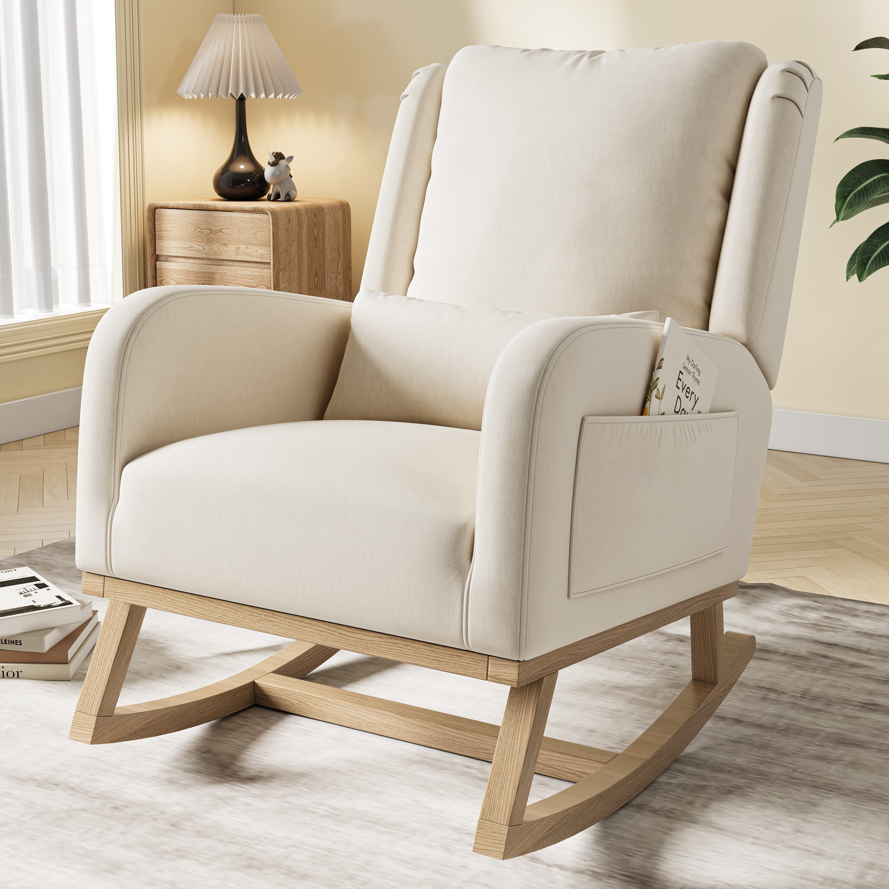 PXloue Schaukelstuhl Ergonomischer Schaukelstuhl mit Nackenstütze und feuer günstig online kaufen