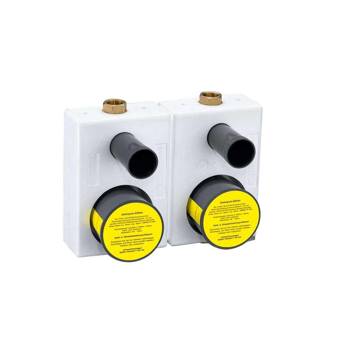 Wassergeräte Kaltwasserzähler Montageblock WG-TEC 3000 Koaxial doppelt für Unterputz Wasserzähler