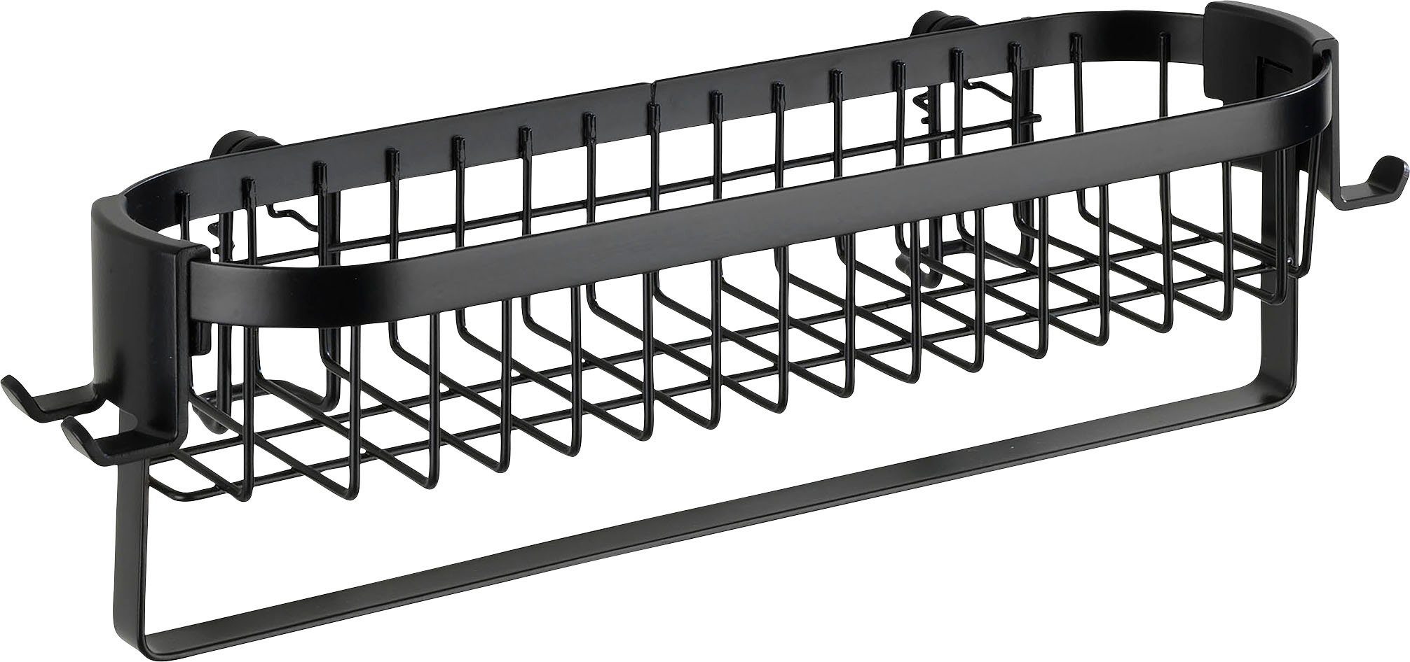 WENKO Wandregal Classic Plus Black, 1 Korb, Aufhängemöglichkeiten, Modernes  Wandregal für zusätzlichen Stauraum im Badezimmer