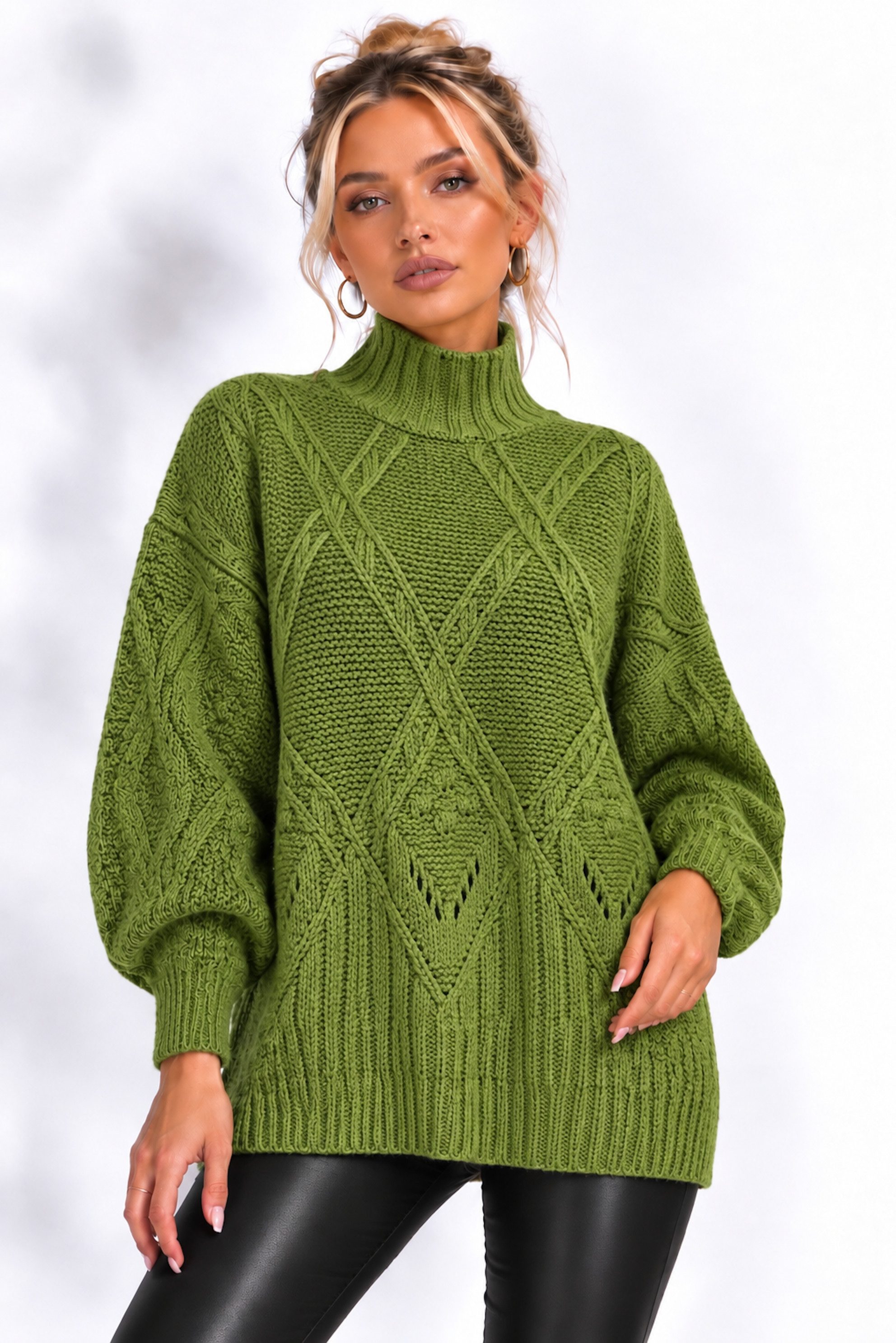 Worldclassca Strickpullover WORLDCLASSCA Oversize Strickpulllover Zopf Muster mit Stehkragen Neue Kollektion - Stilvolle und gemütliche Strickmode für Damen