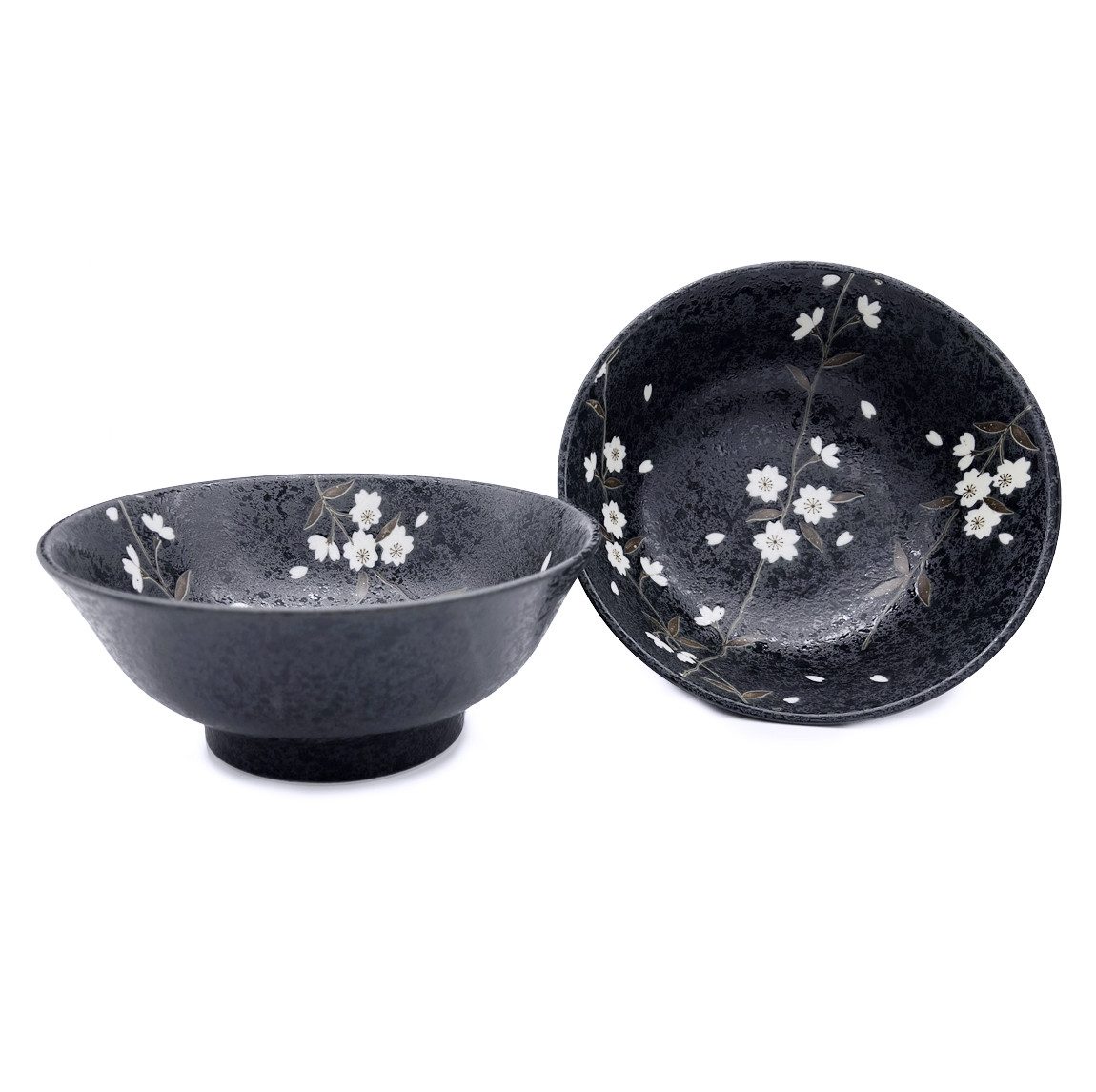 Ureshii Schüssel Ramenschüssel Ramenbowl aus Porzellan Kuro Sakura Ø 21 cm, (1-tlg)