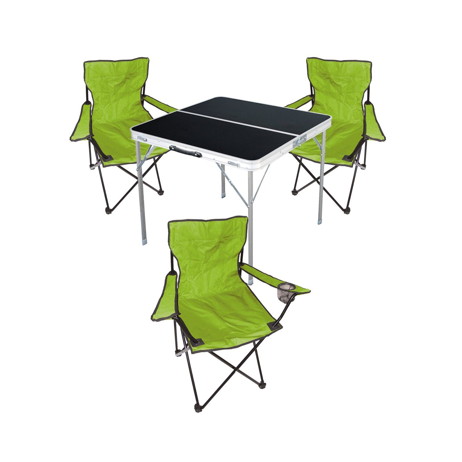 Campingmöbel mit Mojawo Set limegrün Tisch+Campingstühle 4-teiliges Tasche Essgruppe