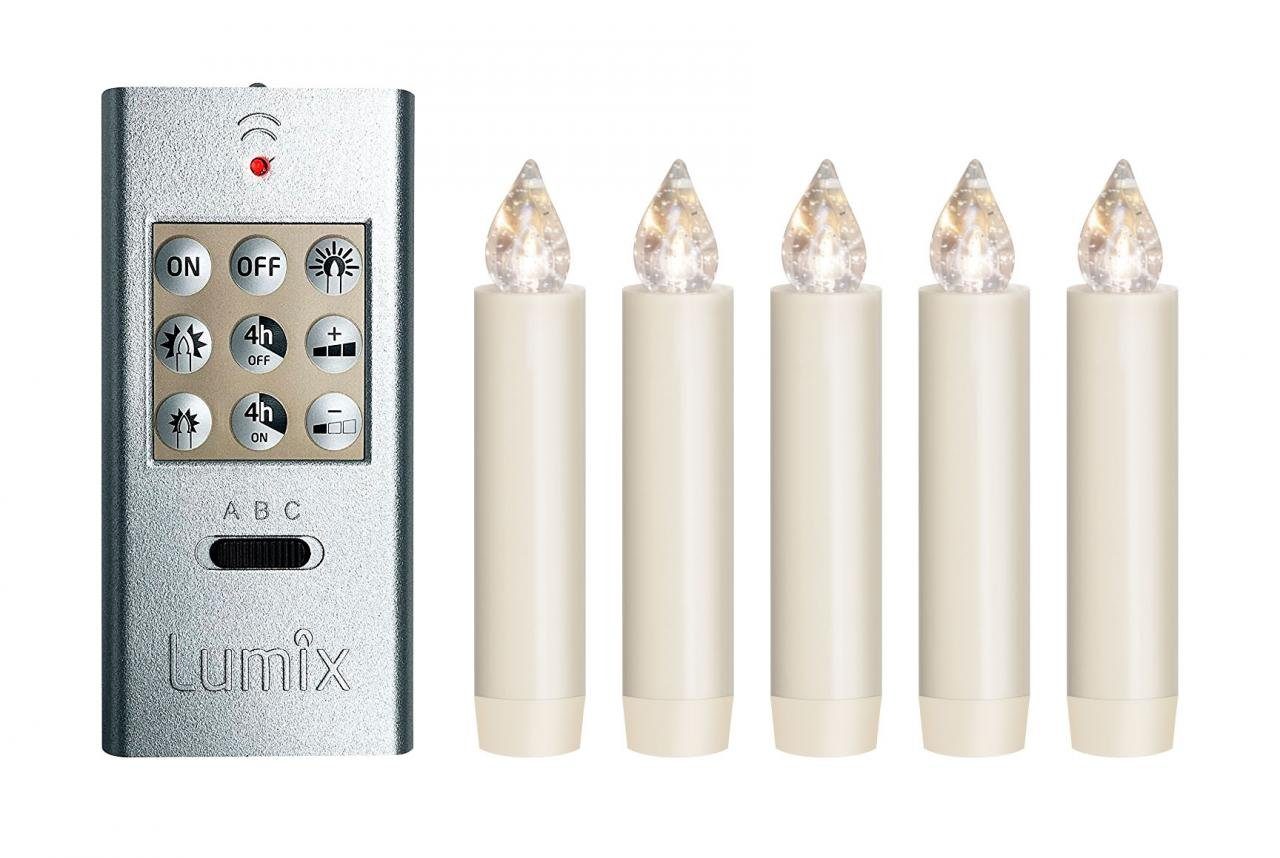 Schenk Holzkunst LED-Kerze Lumix Classic Mini SL 5 LED Kerzen mit Fernbedinun