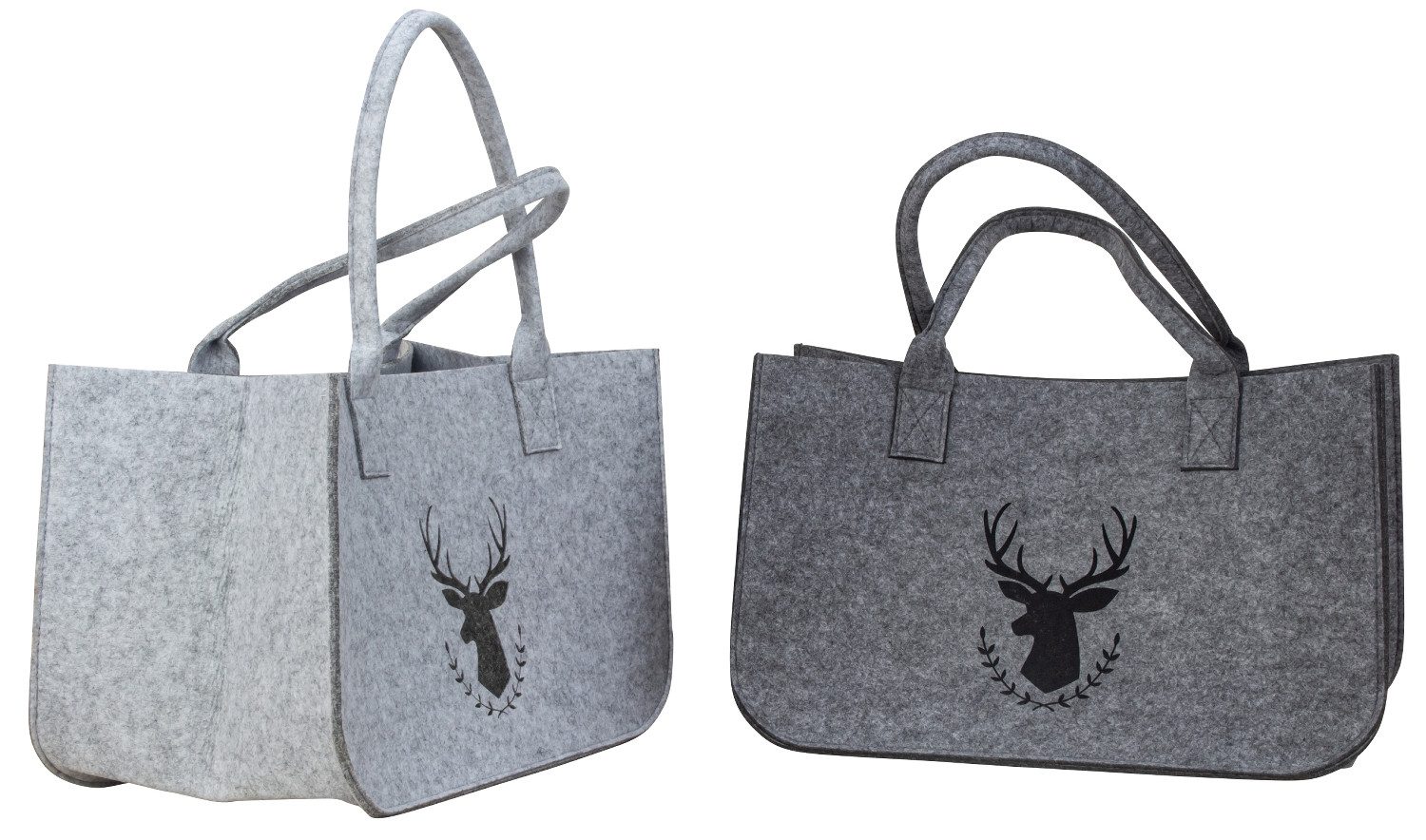 MF Shopper 2er Set Filz Taschen mit Hirsch Motiv Shopper Einkaufstaschen (2-tlg)