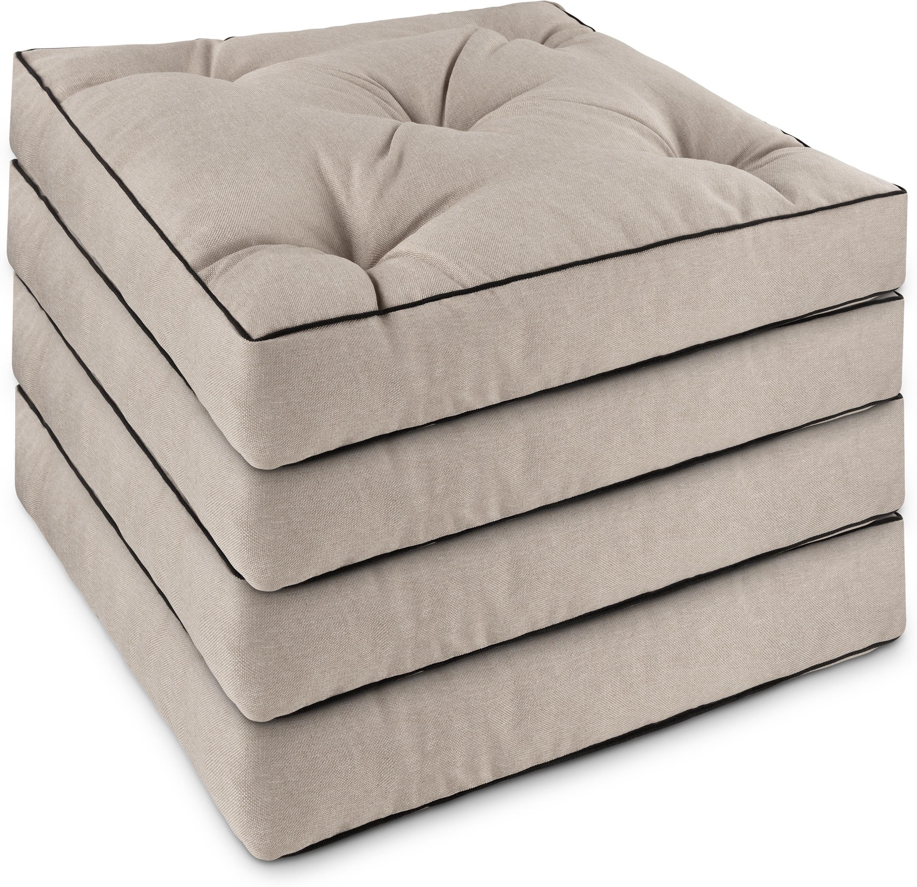 Aspero Sitzauflage 4 Stuhlkissen 50x50 cm Valletta, Gepolsterte Outdoor Auflage mit Steppung