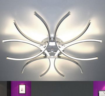 Lewima LED Deckenleuchte »Cornus« XXL Ø80cm Dimmbar Deckenlampe Silber 50W ALU Satiniert, dimmbar mit Fernbedienung und Memory Funktion, Warmweiß / Kaltweiß einstellbar, ideale Chrom Lampe Leuchte gebürstet für Wohnzimmer Schlafzimmer