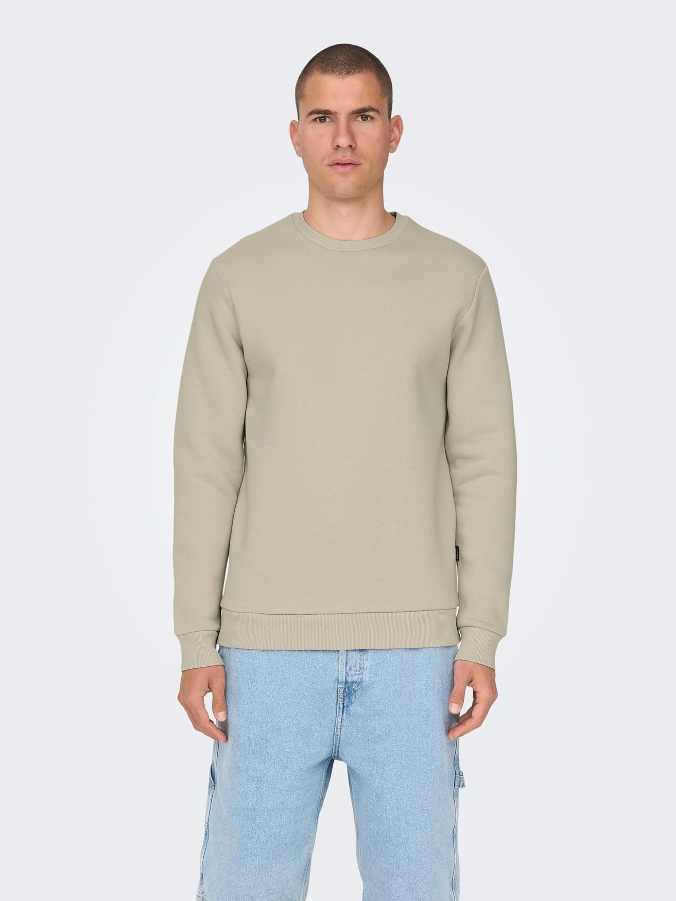 ONLY & SONS Langarm Sweatshirt ONSCERES in Basic Sweatshirt ohne Beige-2 Pullover 5428 Kapuze