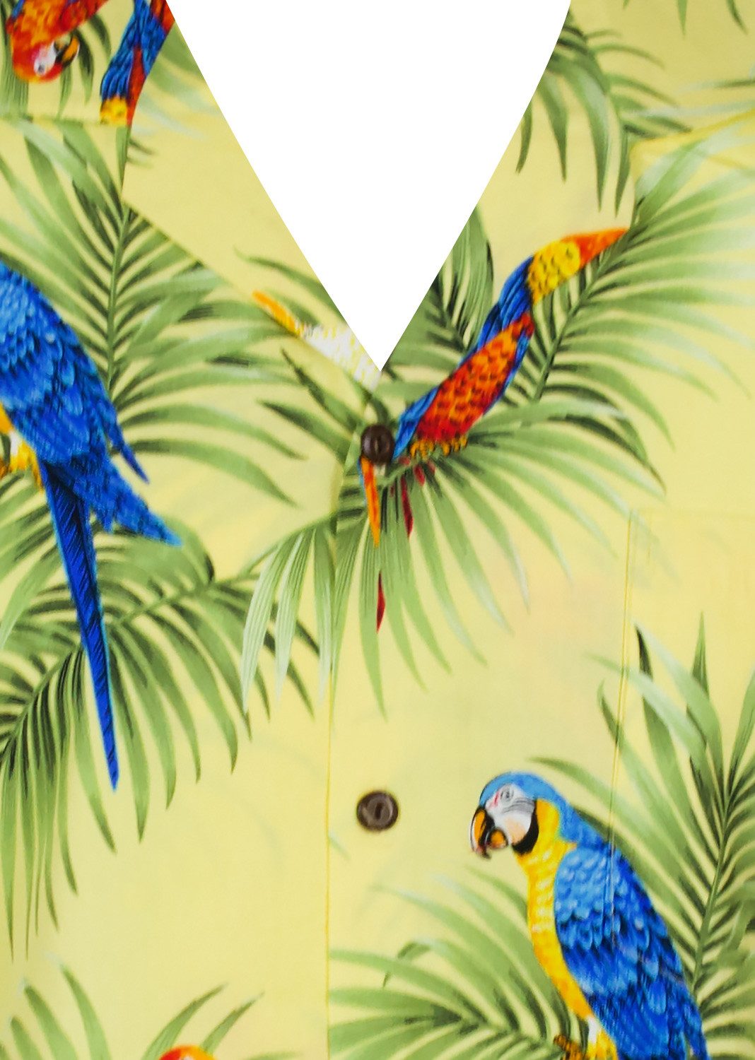 KY's Hawaiihemd "Kakadu" Herren Kurzarm Baumwolle Kokosknöpfe Original Hawaii