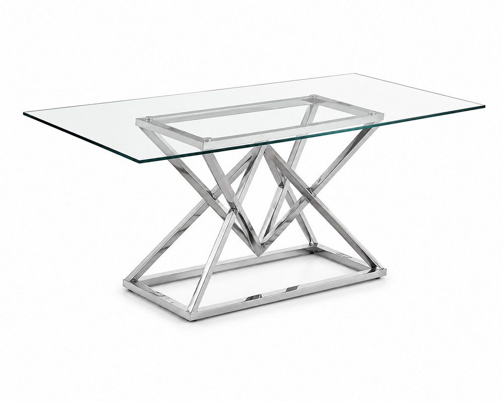 Xlmoebel Esstisch Glastisch Säulentisch in Silber 180x90 cm Luxus Möbel (1-St), Made in Europa