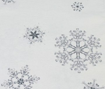 Home-trends24.de Tischdecke Tischdecke Schneeflocken Cremeweiß Weihnachtsdeko 85 x 85 Silber