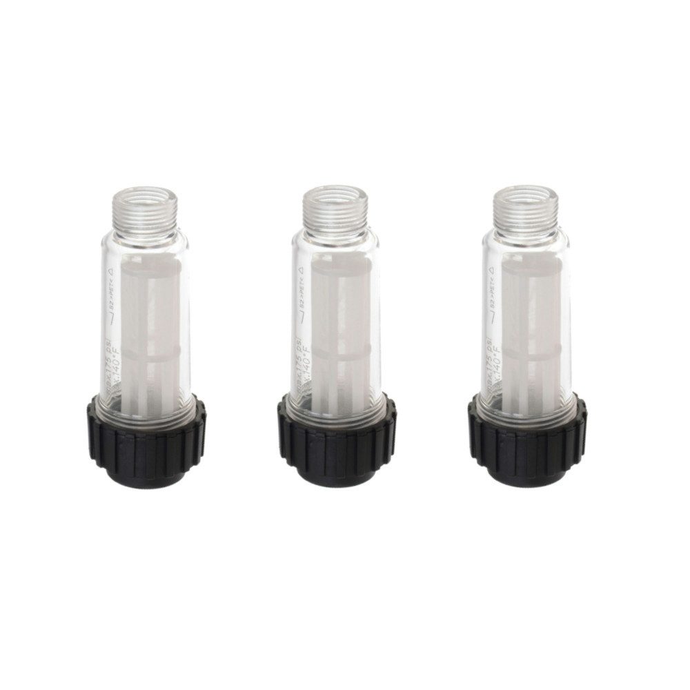 Trade-Shop Wasserfilter 3x passend für Kärcher Kränzle K2, K3, K4, K5, K6 Hochdruckreiniger, Zubehör für Kärcher 4.730-059.0, Nilfisk 128500674, Anschluss: 3/4" Gewinde / Durchmesser: 5cm / Höhe: 12cm