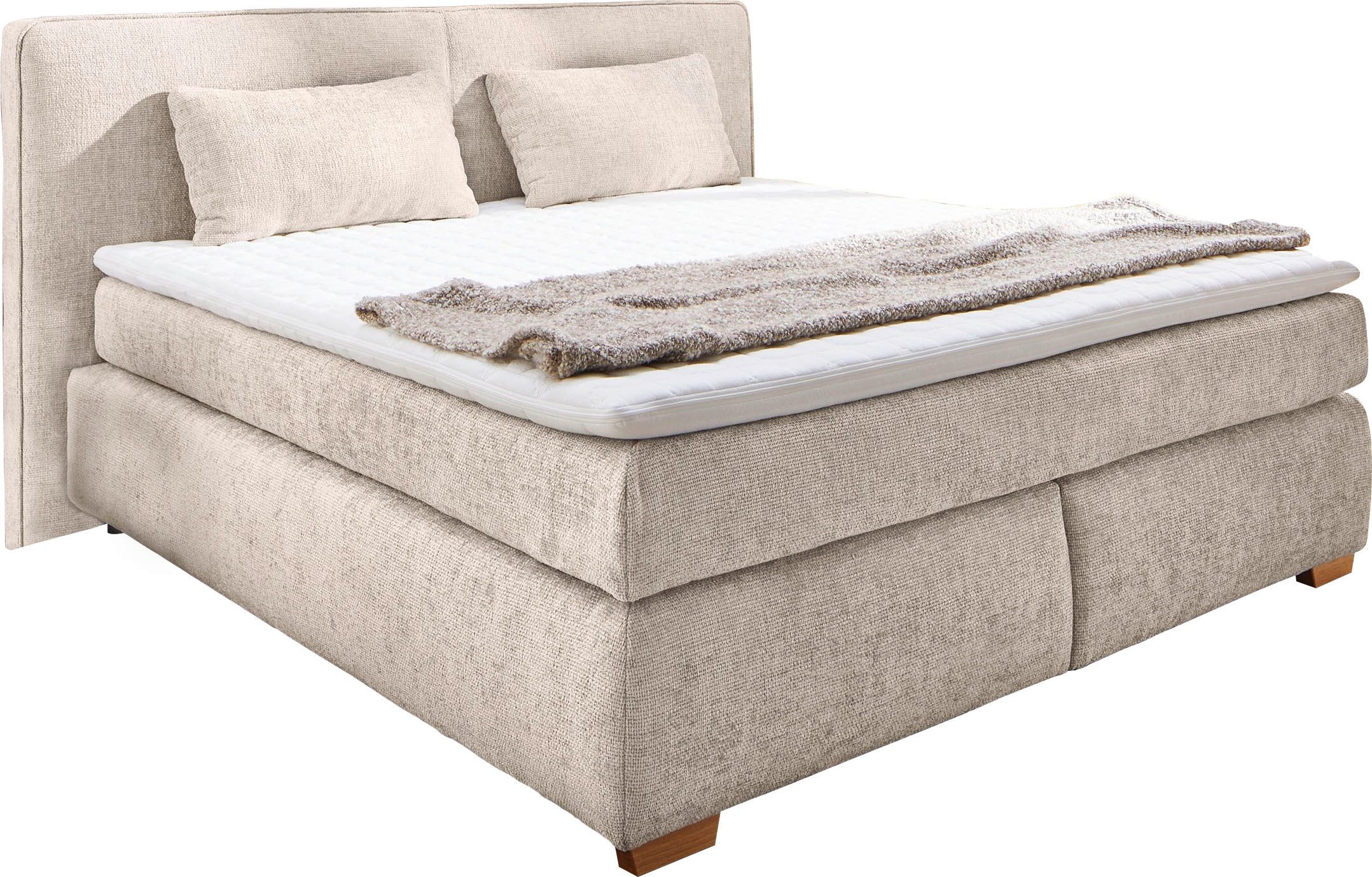 Jockenhöfer Gruppe Boxspringbett Valentina in der Breite 180cm, beige, extra dickes Kopfteil mit Keder, 7-Zonen-TTFK-Matratzen, Visco-Topper, verschiedene Härte – Bild 2 von 5