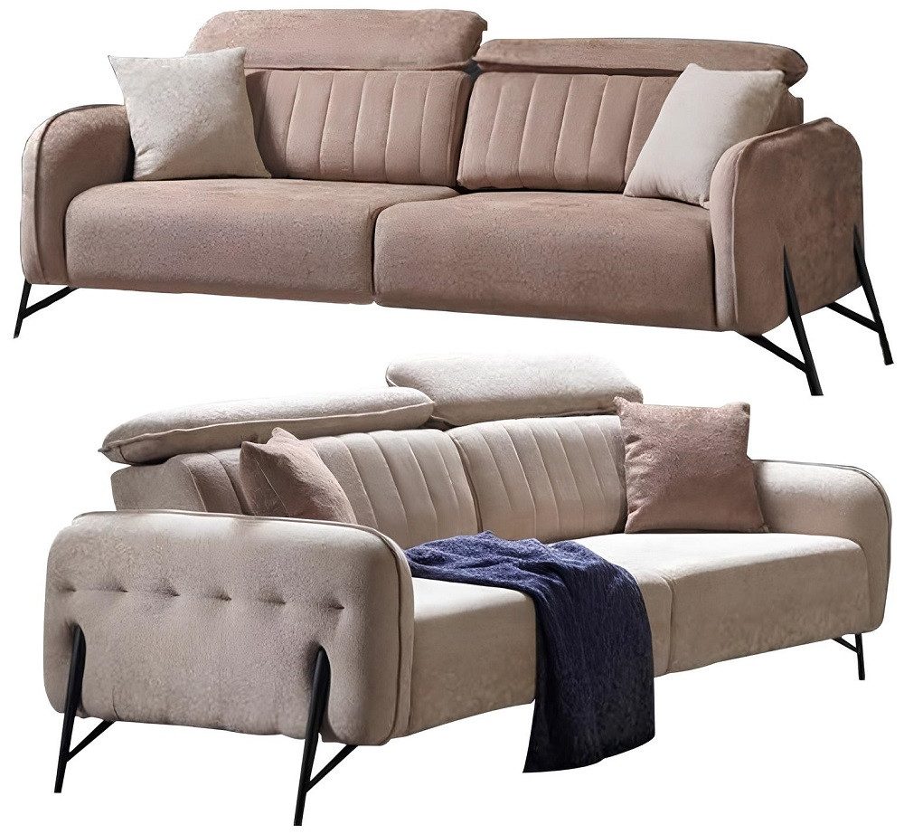 Xlmoebel Polstergarnitur Beigefarbenes Stoffsofa mit modernem Design und luxuriösem Komfort, (2-tlg., 2tlg. Wohnzimmer-Set (2x 3-Sitzer), Hergestellt in Europa