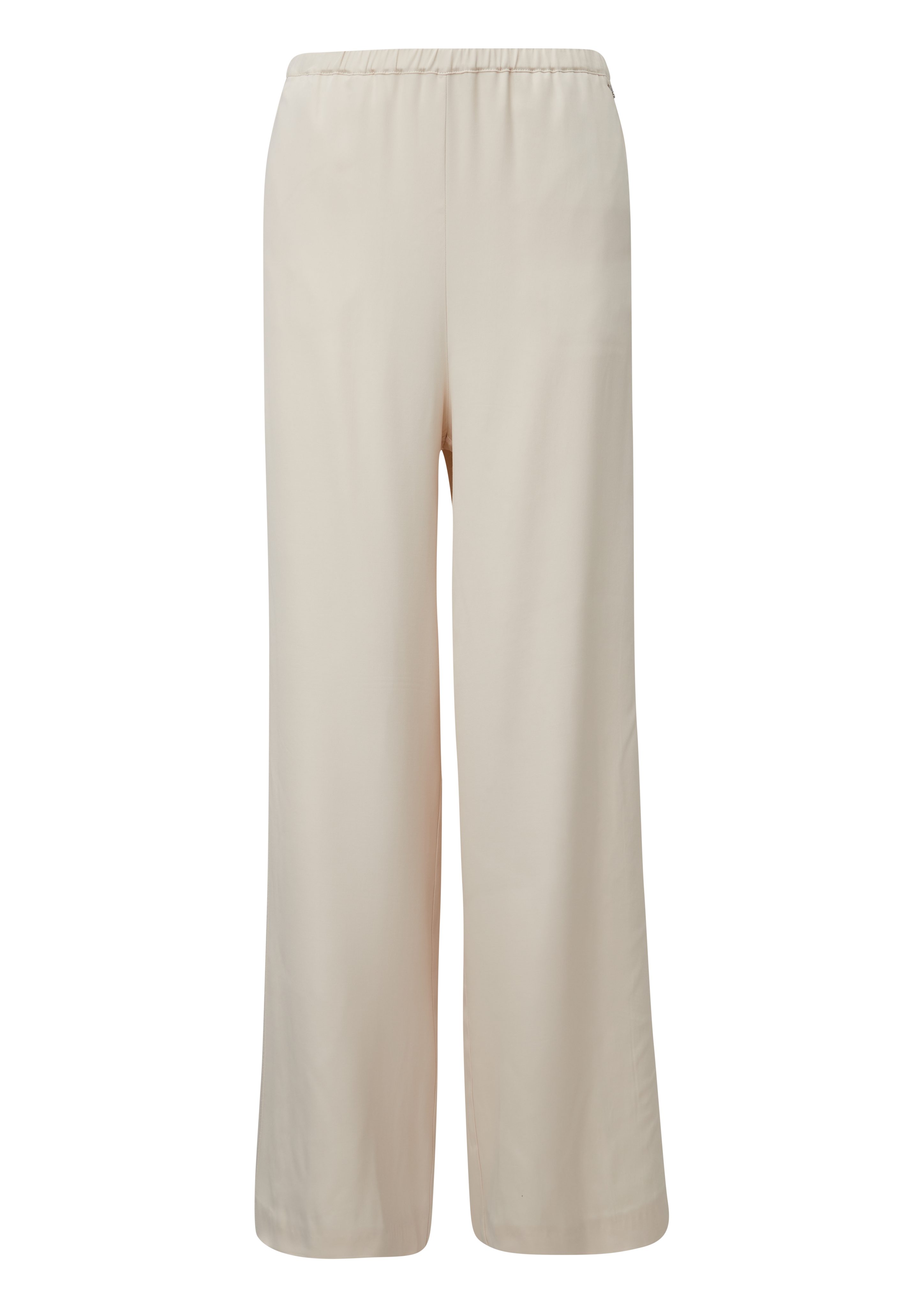 Stoffhose Fließende Satin-Hose mit weitem Bein und elastischem Bund