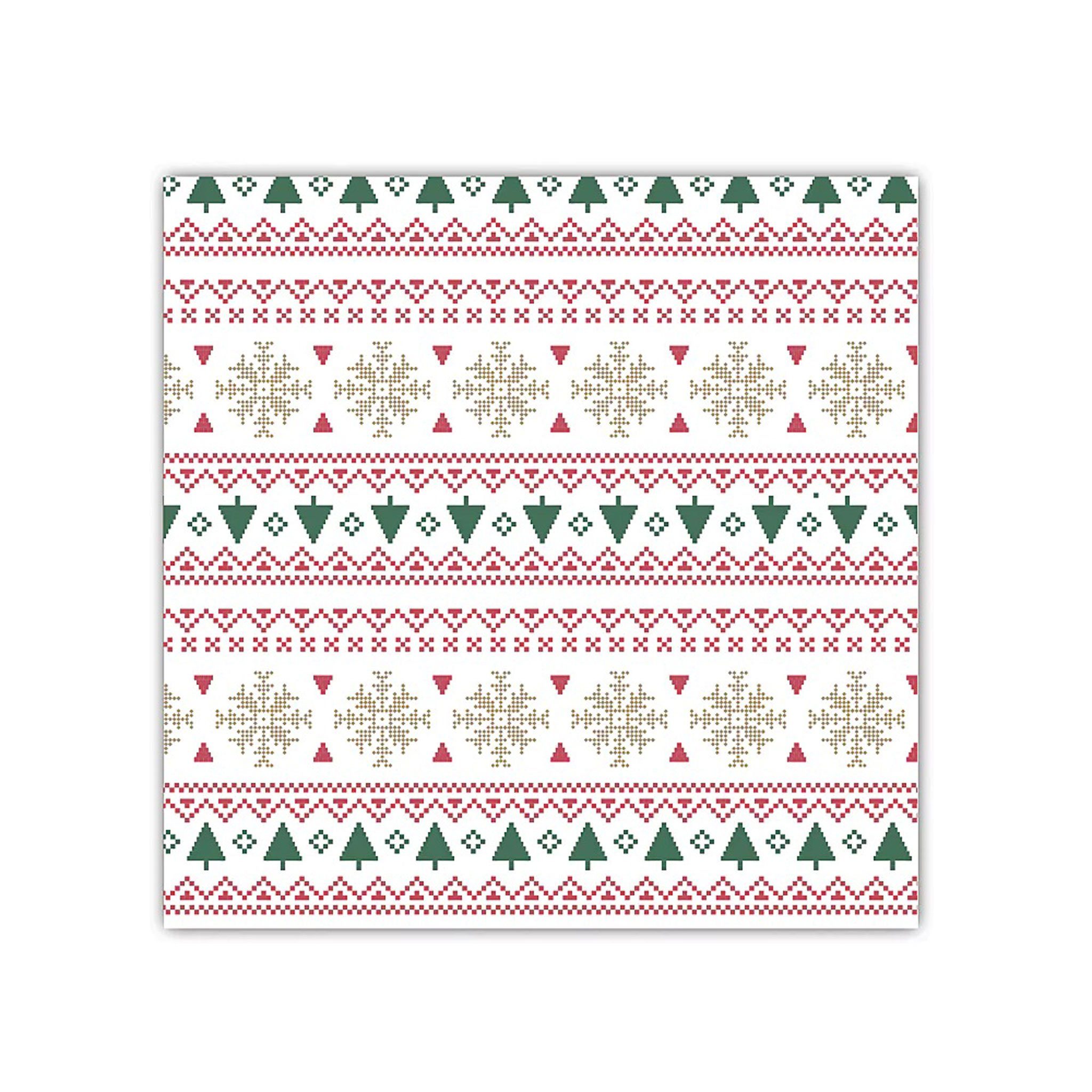 AVA Papierserviette, Servietten stoffähnlich 40x40cm Weihnachtsmotive 25 Stück Rot / Grün