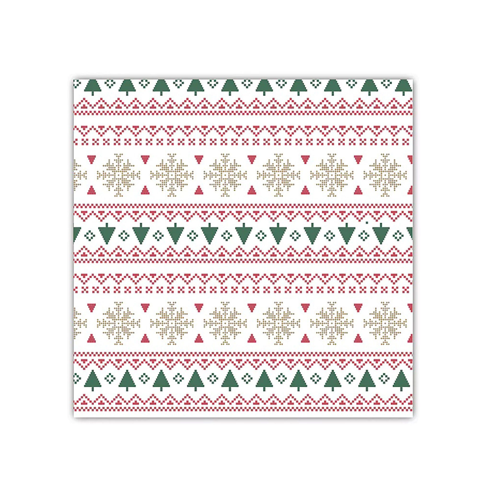 AVA Papierserviette, Servietten stoffähnlich 40x40cm Weihnachtsmotive 25 Stück Rot / Grün