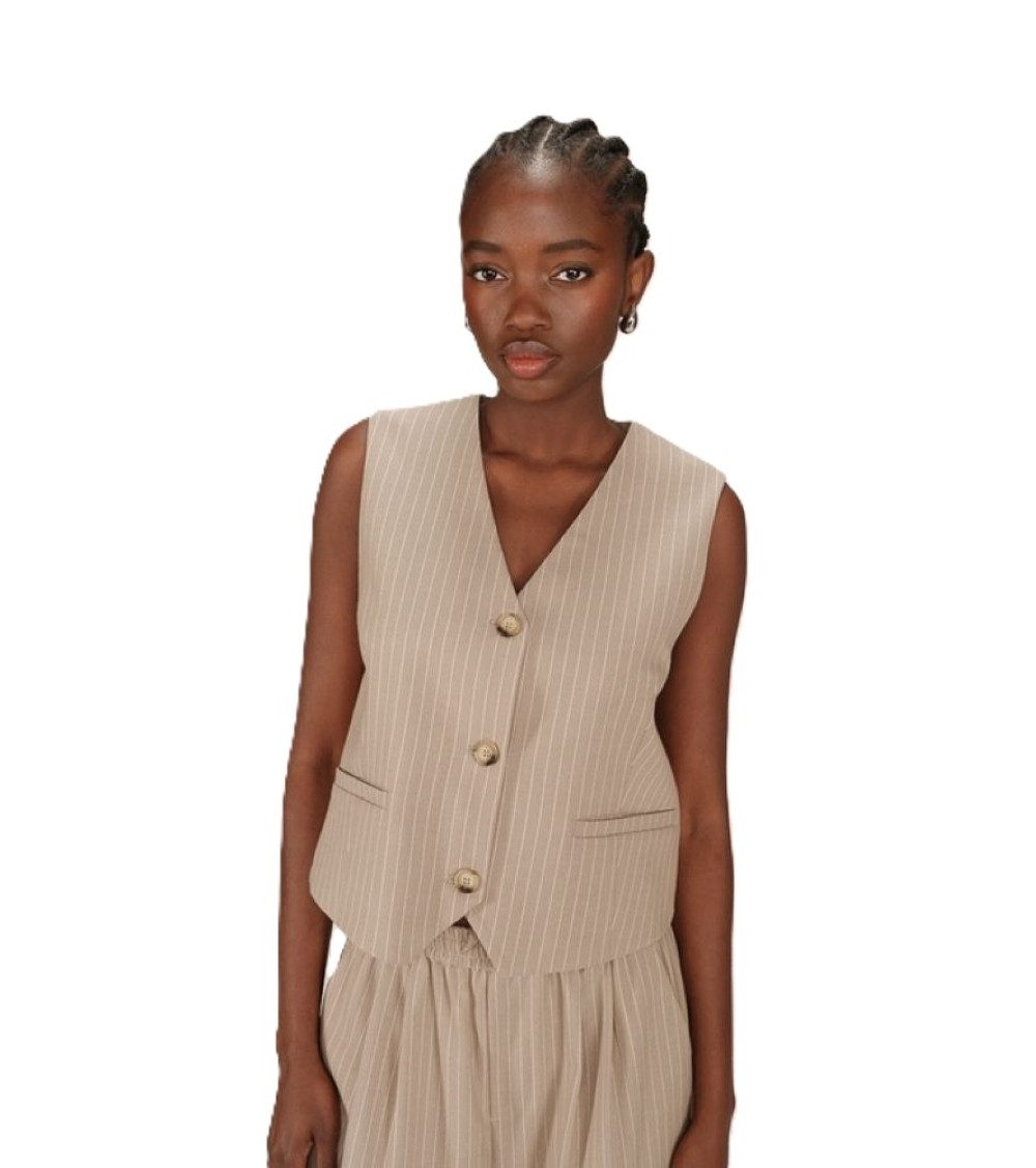 Grace & Mila Kurzweste Striped Waistcoat Sister ? Damen Weste gestreift ? elegante Anzugweste