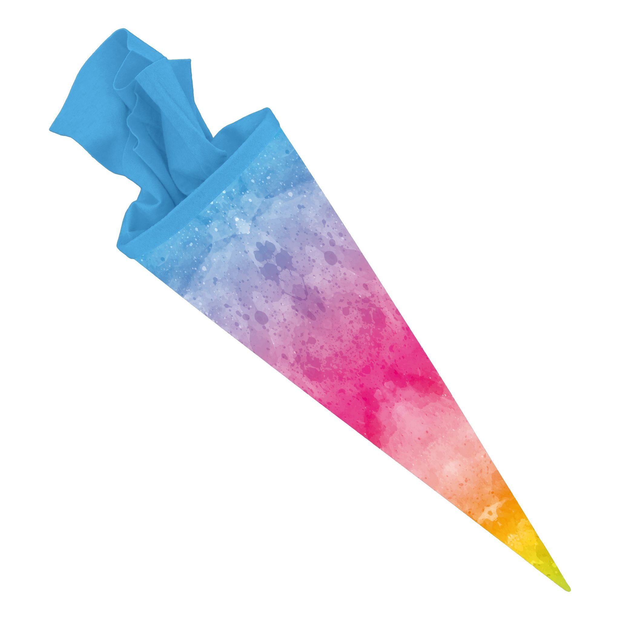 itenga Schultüte ITENGA Schultüte 70cm rund Muster REGENBOGEN Wasserfarben mit Filzvers
