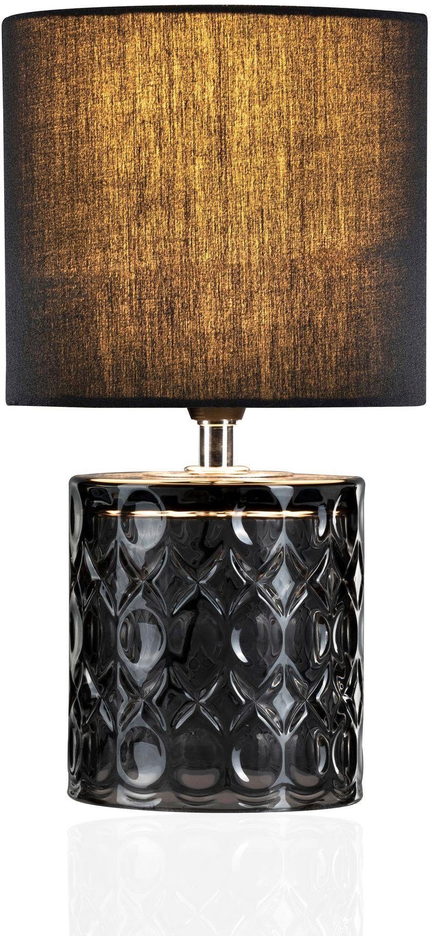 Pauleen Tischleuchte Crystal Glow, ohne Leuchtmittel, E14, max. 20W E14, schwarz/grau, 230V, Stoff/Glas
