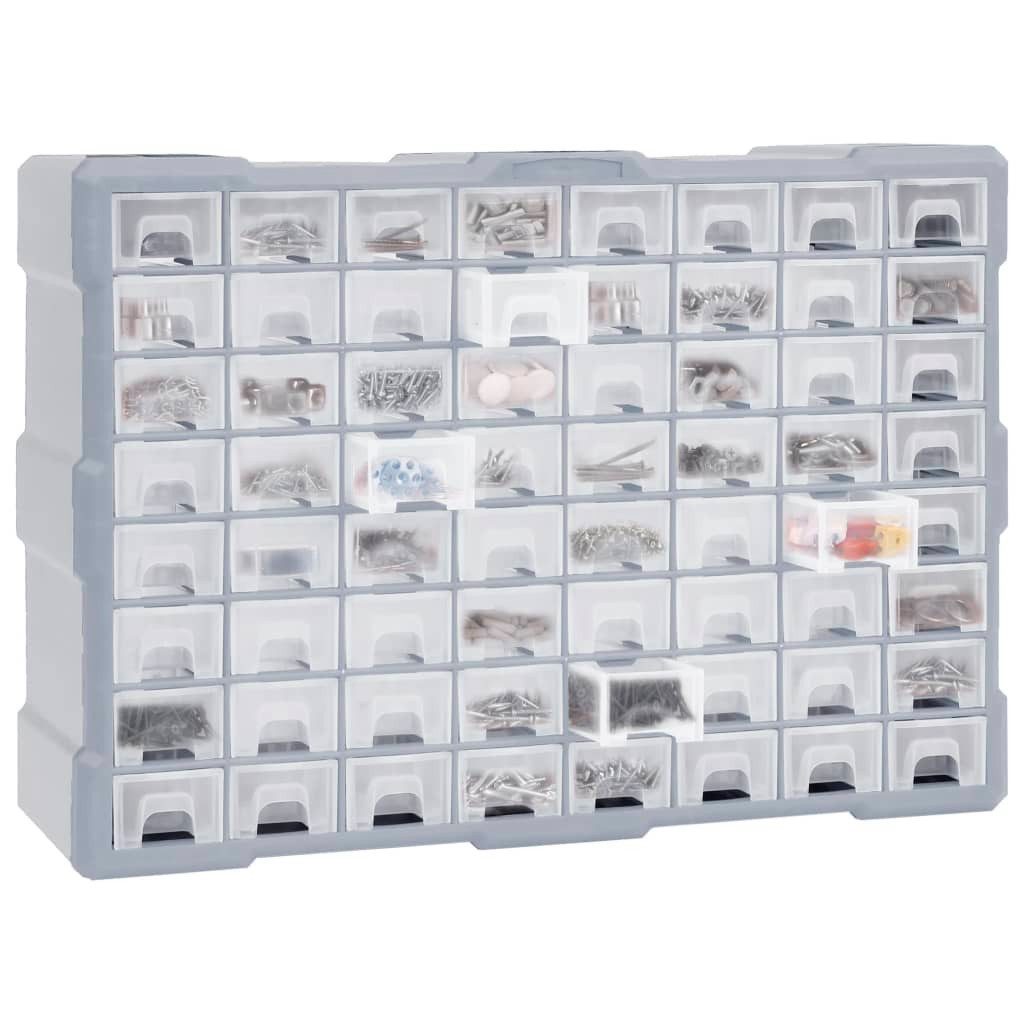 vidaXL Werkzeugkoffer 64 Schubladen Multi-Schubladen-Organizer mit 64 Schubladen 52x16x37,5
