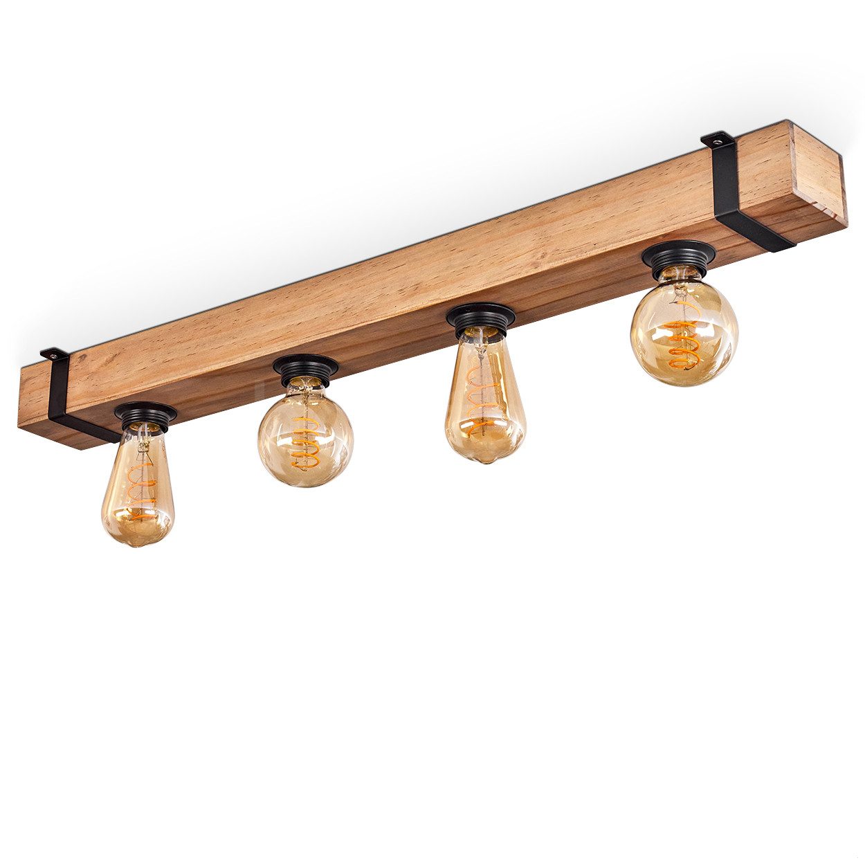 hofstein Deckenleuchte moderne Deckenlampe aus Metall/Holz in Schwarz/Natur günstig online kaufen