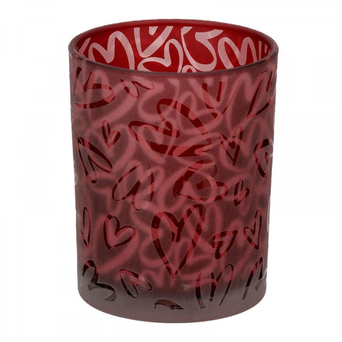 GILDE Kerzenhalter Windlicht Herzsturm Herzen Glas (12,5cm)