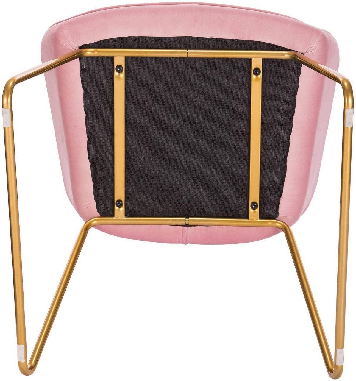 Esszimmerstuhl aus aus St), Samt, Gold Metall Sitzfläche Beine rosa (2 Woltu