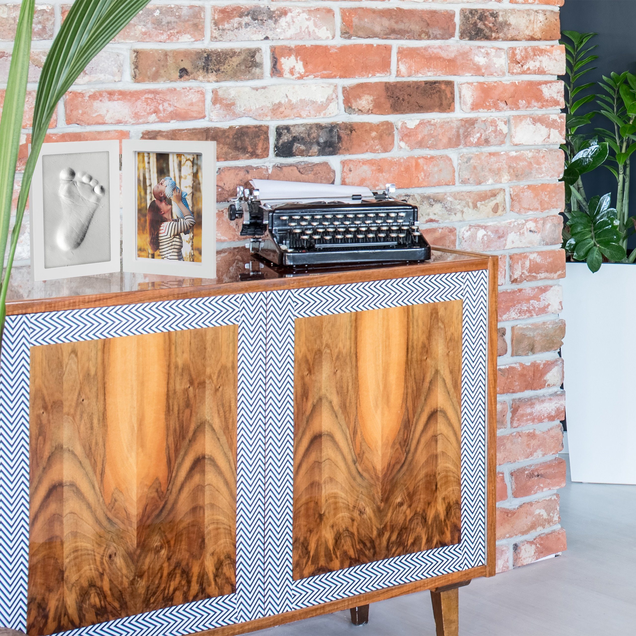 relaxdays Collagerahmen Babybilderrahmen mit Gipsabdruck