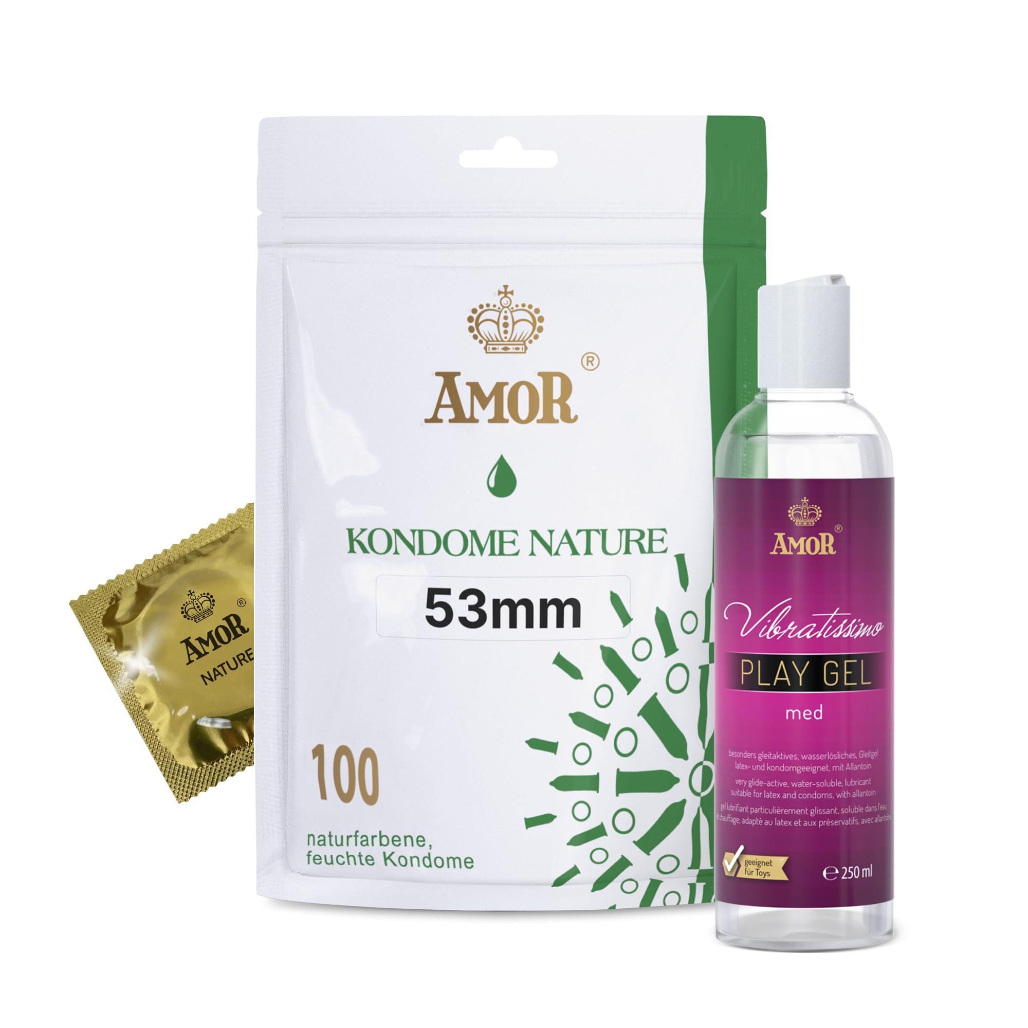 Amor Kondome AMOR Premium Kondom & Gleitgel Set, Nature