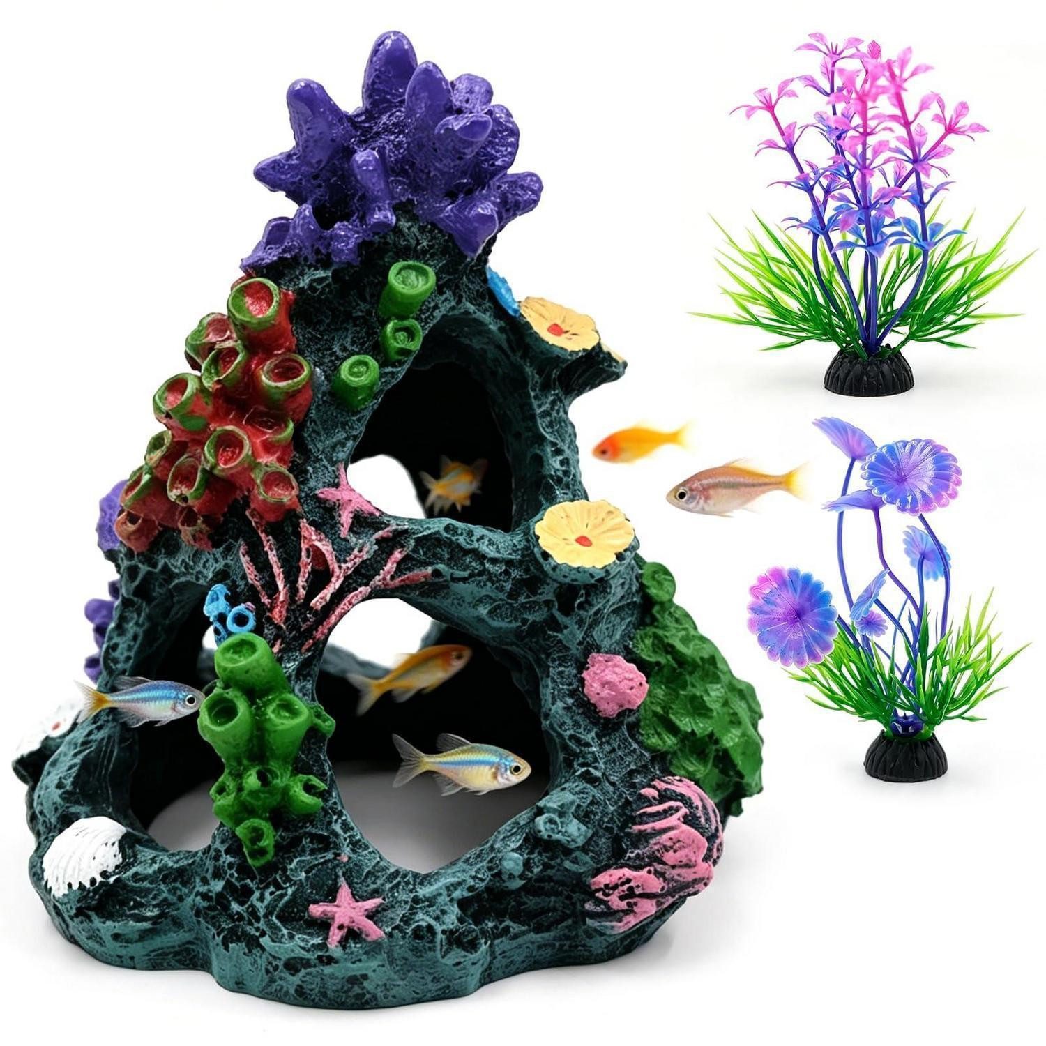 LuxusKollektion Aquariendeko Aquarium Dekoration 3er Set Lila