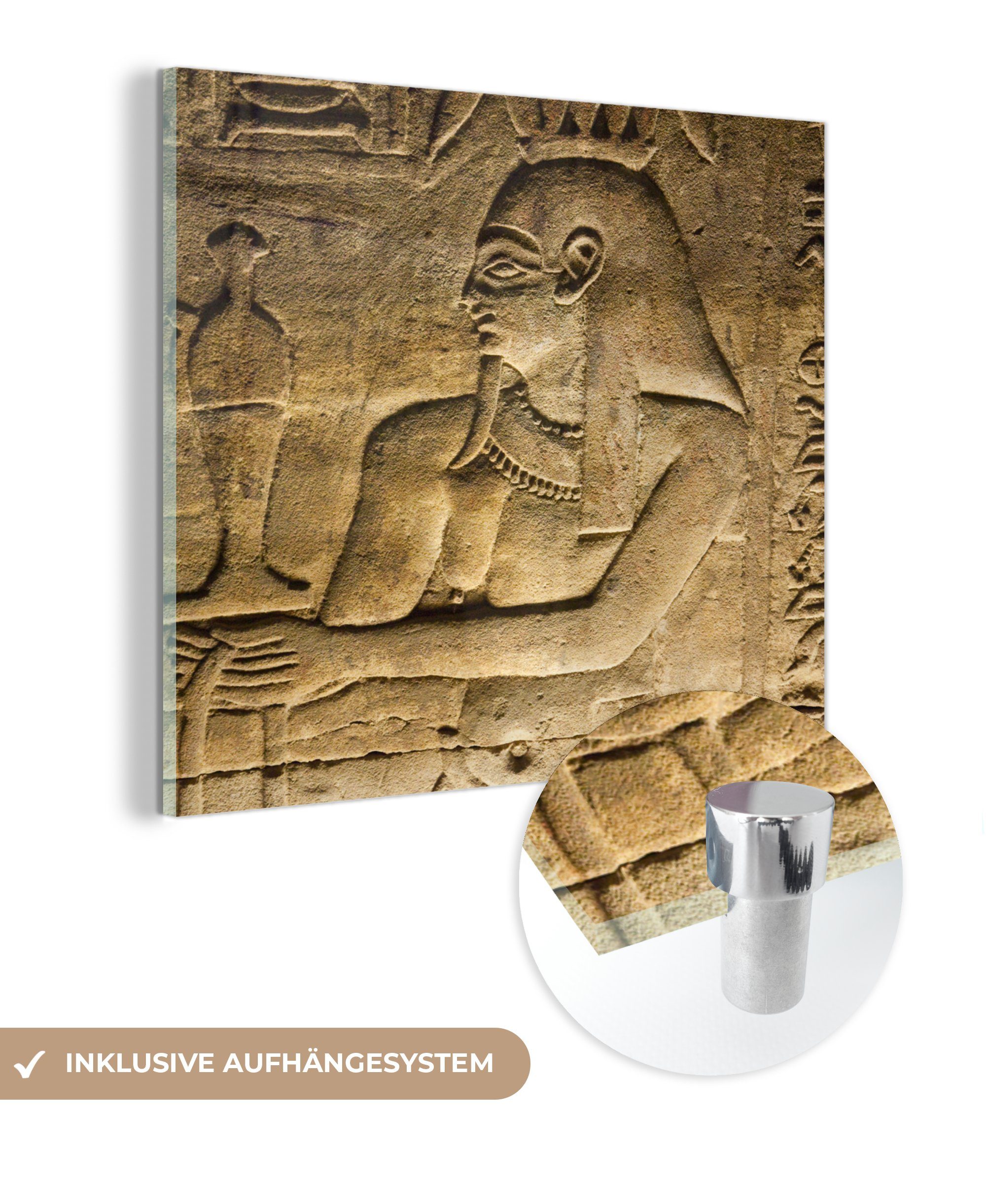 MuchoWow Acrylglasbild Kunstwerke aus dem Tempel des Horus, (1 St), Glasbilder - Bilder auf Glas Wandbild - Foto auf Glas - Wanddekoration