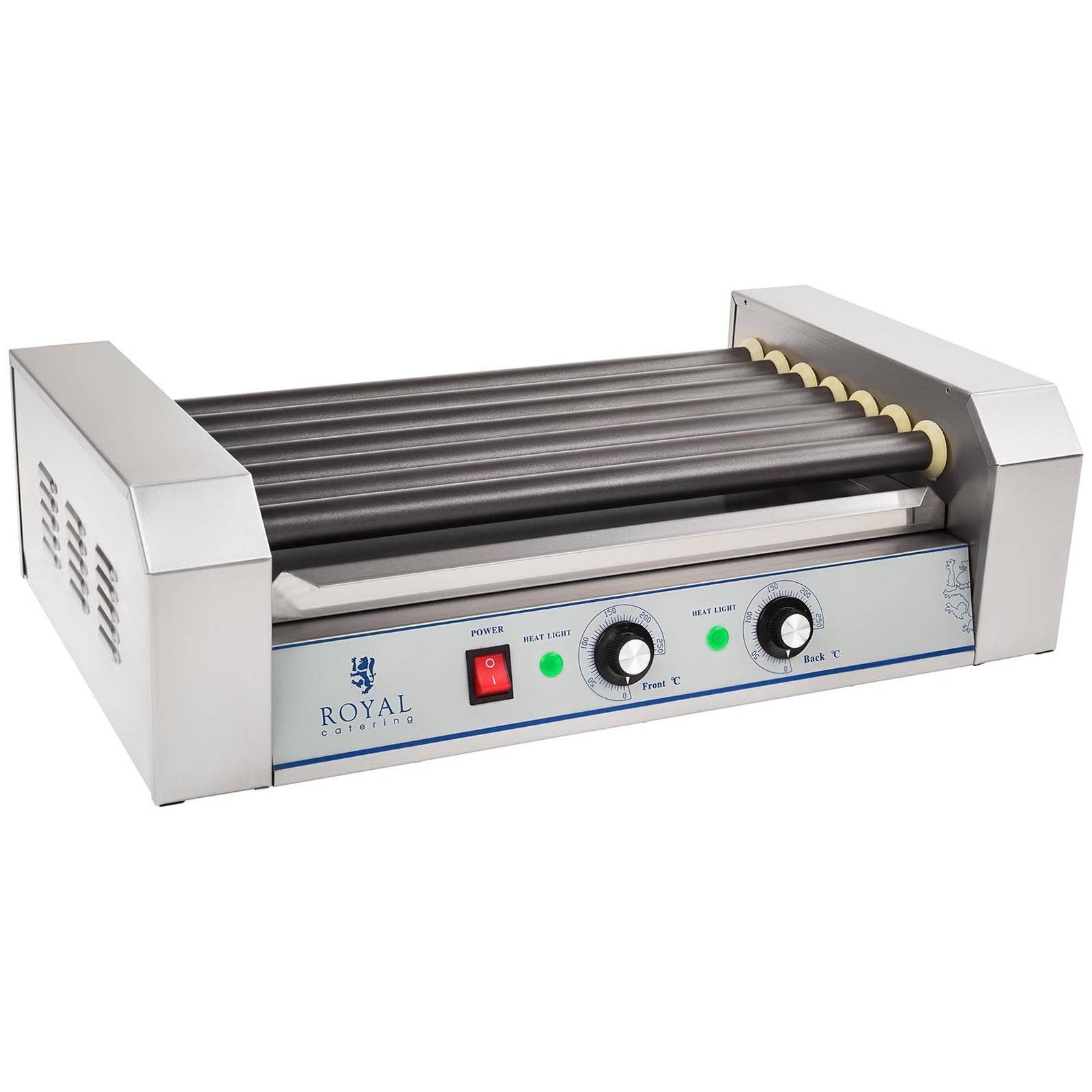 Royal Catering Elektrogrill Hot Dog Grill 12 Würstchen Gerät Würstchengrill Teflon 7 Rollen 1400 W, 1400 W, verschiedene Größen