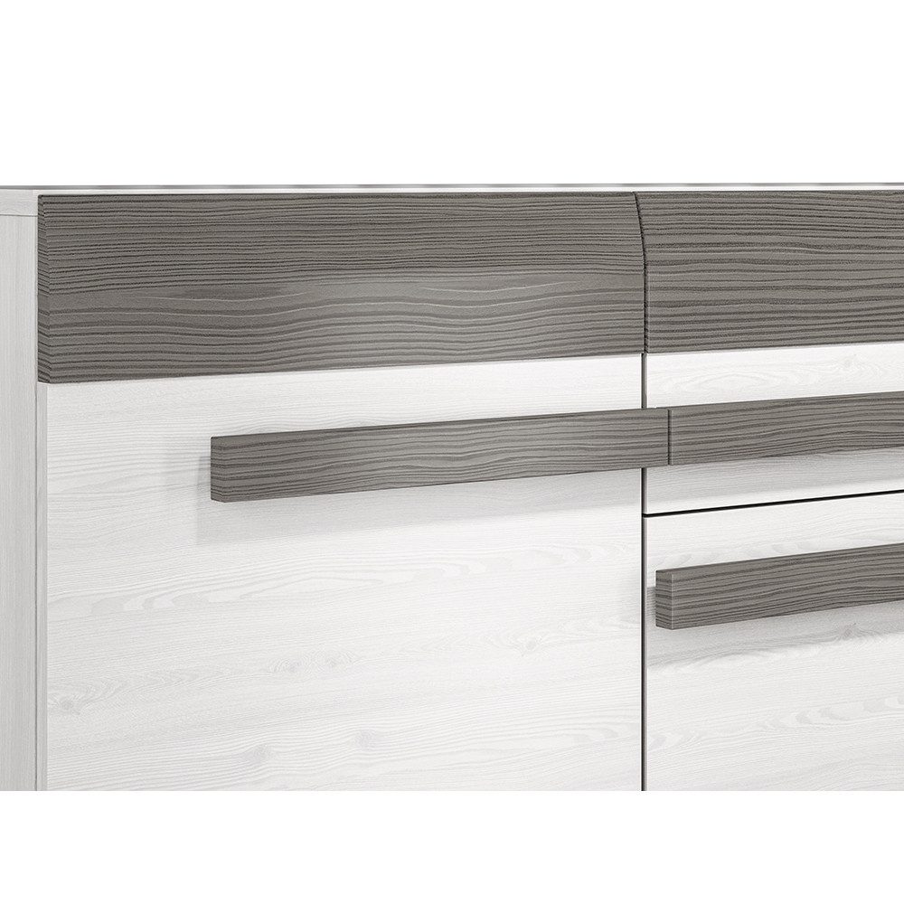 Lomadox Wohnzimmer-Set BENEVENTO-131, (Mega-Spar-Set, 6-St., 6-tlg), Wohnzimmer Set in Schneekiefer Nb. mit Absetzungen in Grau