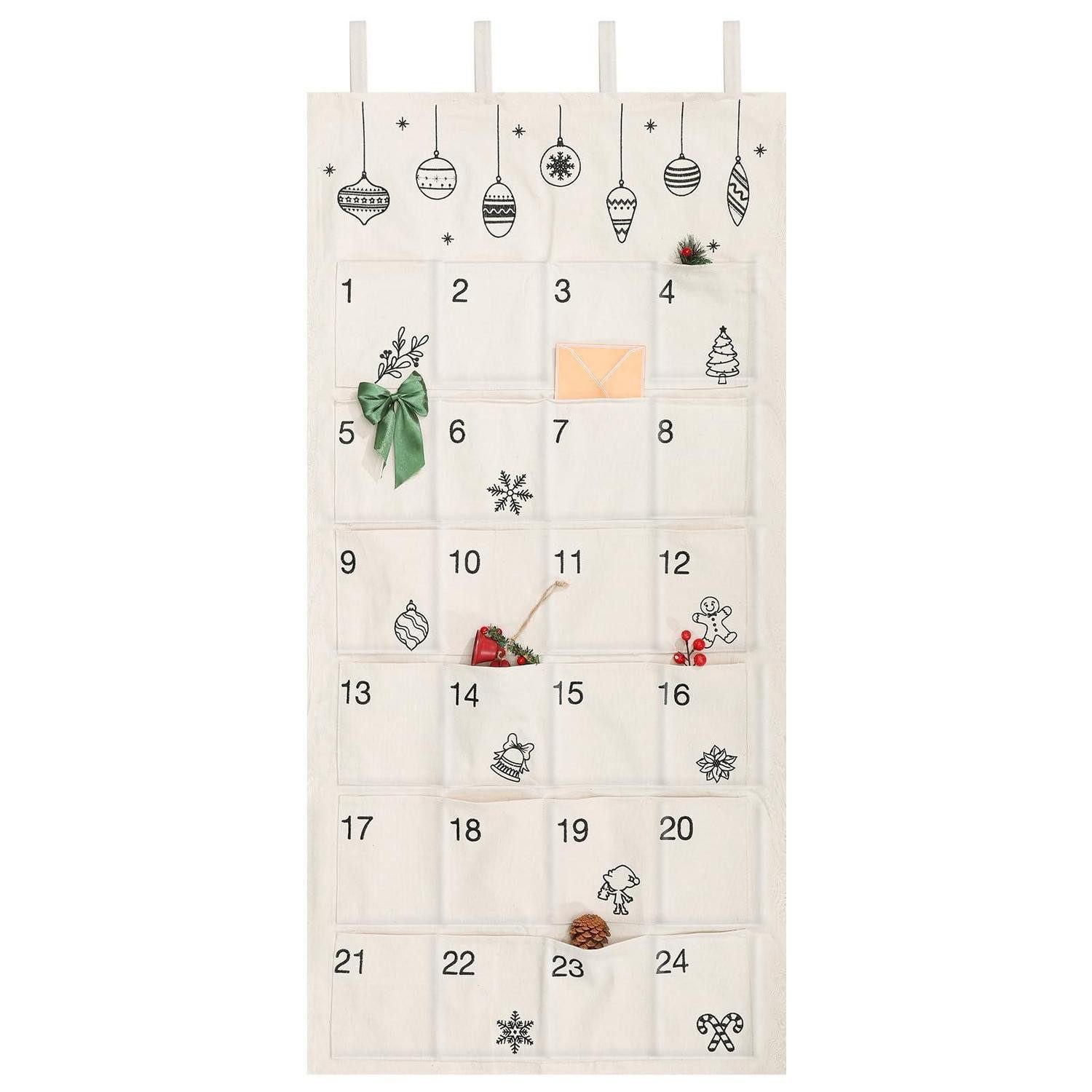LuxusKollektion befüllbarer Adventskalender Adventskalender Wandteppich 120x60cm 24 Fächer wiederverwendbar