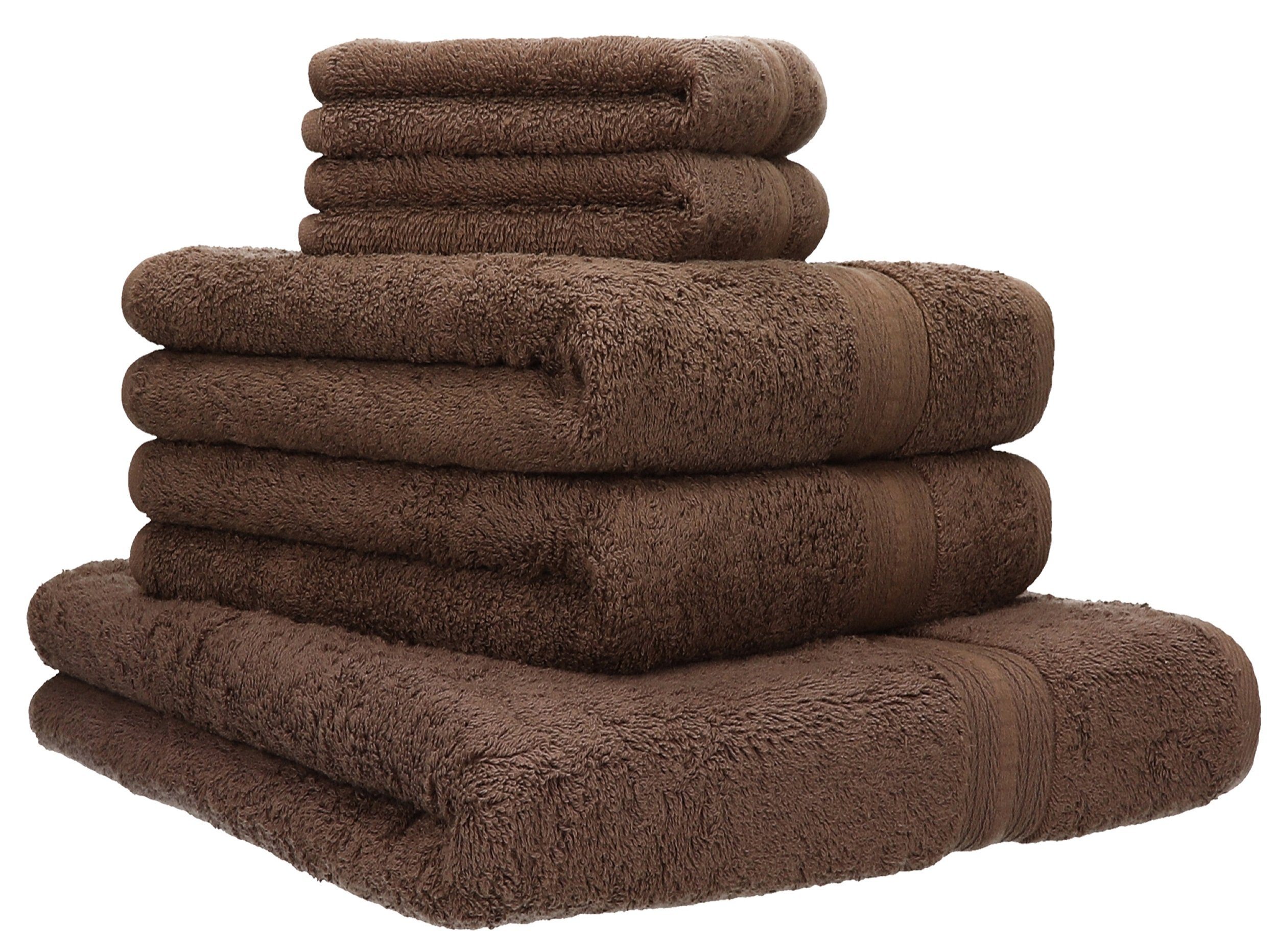 Betz Handtuch Set 5-TLG. Handtuch-Set Gold 100% Baumwolle Qualität 600 g/m² 1 Duschtuch 2 Handtücher 2 Seiftücher Farbe nussbraun, 100% Baumwolle